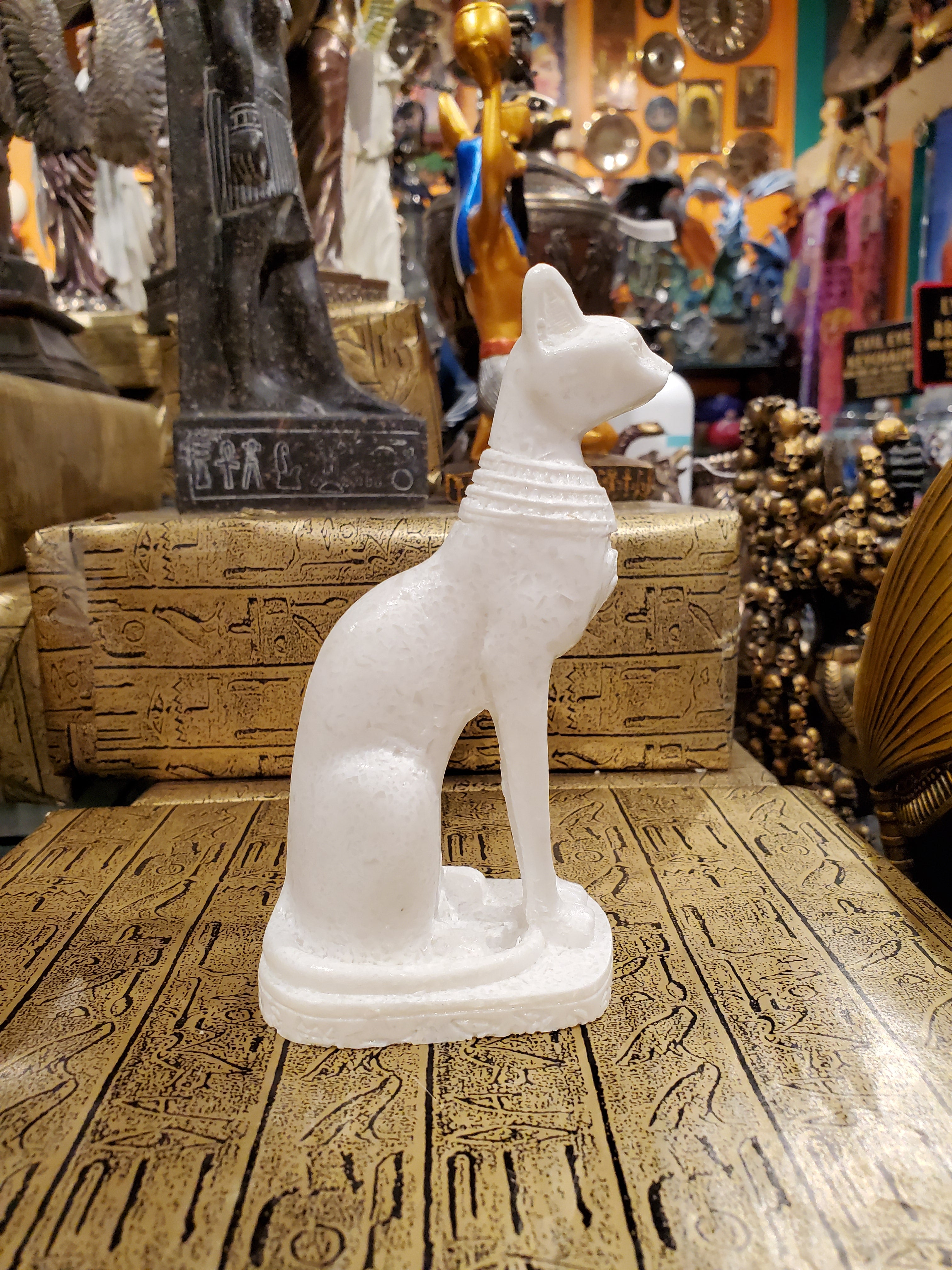 White Alabaster Bastet Statue