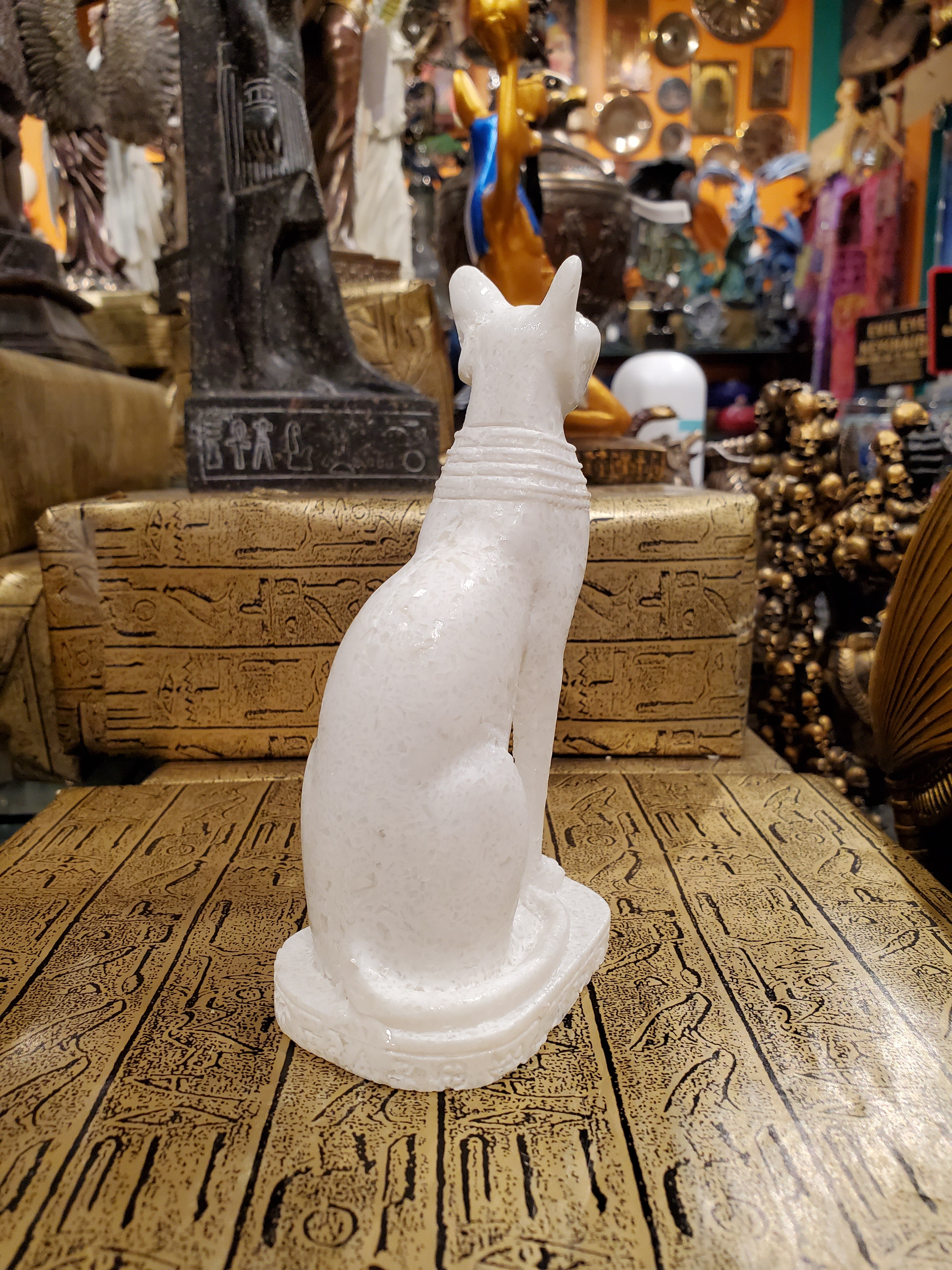 White Alabaster Bastet Statue