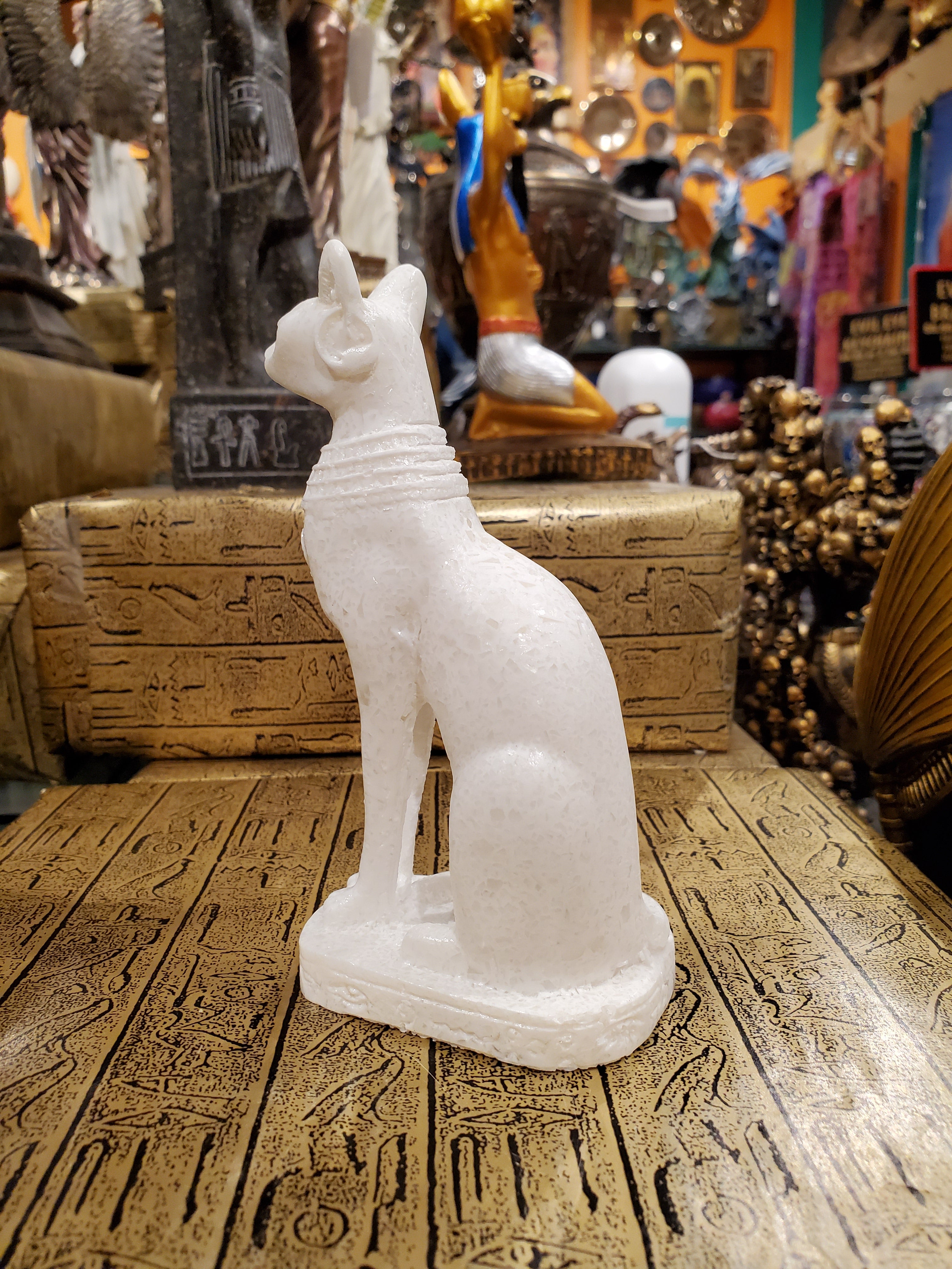 White Alabaster Bastet Statue