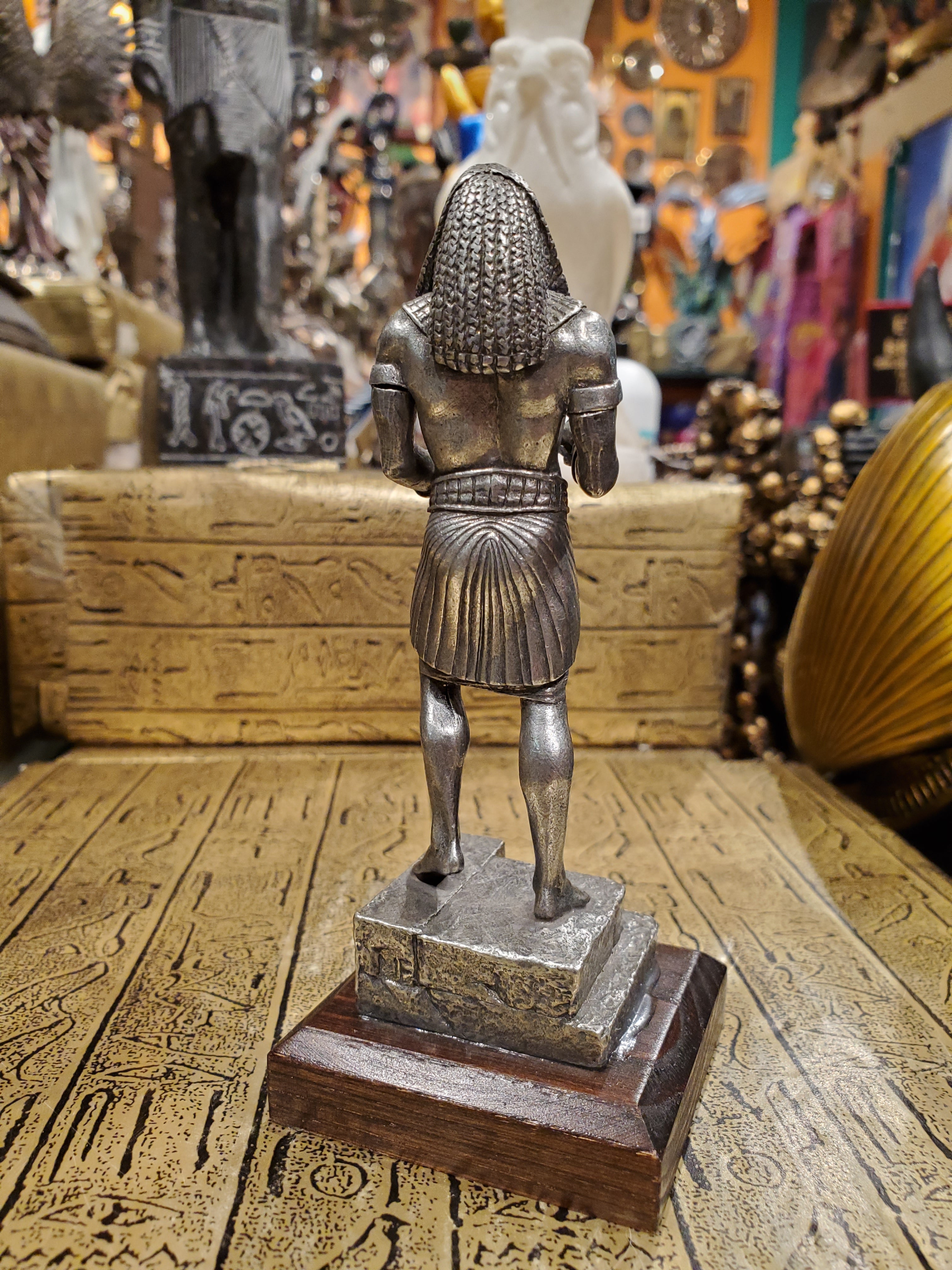 Pewter Thoth Statue on Wood Base