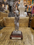 Pewter Sekhmet Statue on Wood Base