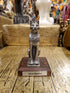 Pewter Bastet Statue on Wood Base