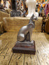 Pewter Bastet Statue on Wood Base