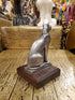 Pewter Bastet Statue on Wood Base