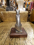 Pewter Bastet Statue on Wood Base