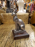 Pewter Bastet Statue on Wood Base