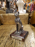 Pewter Bastet Statue on Wood Base