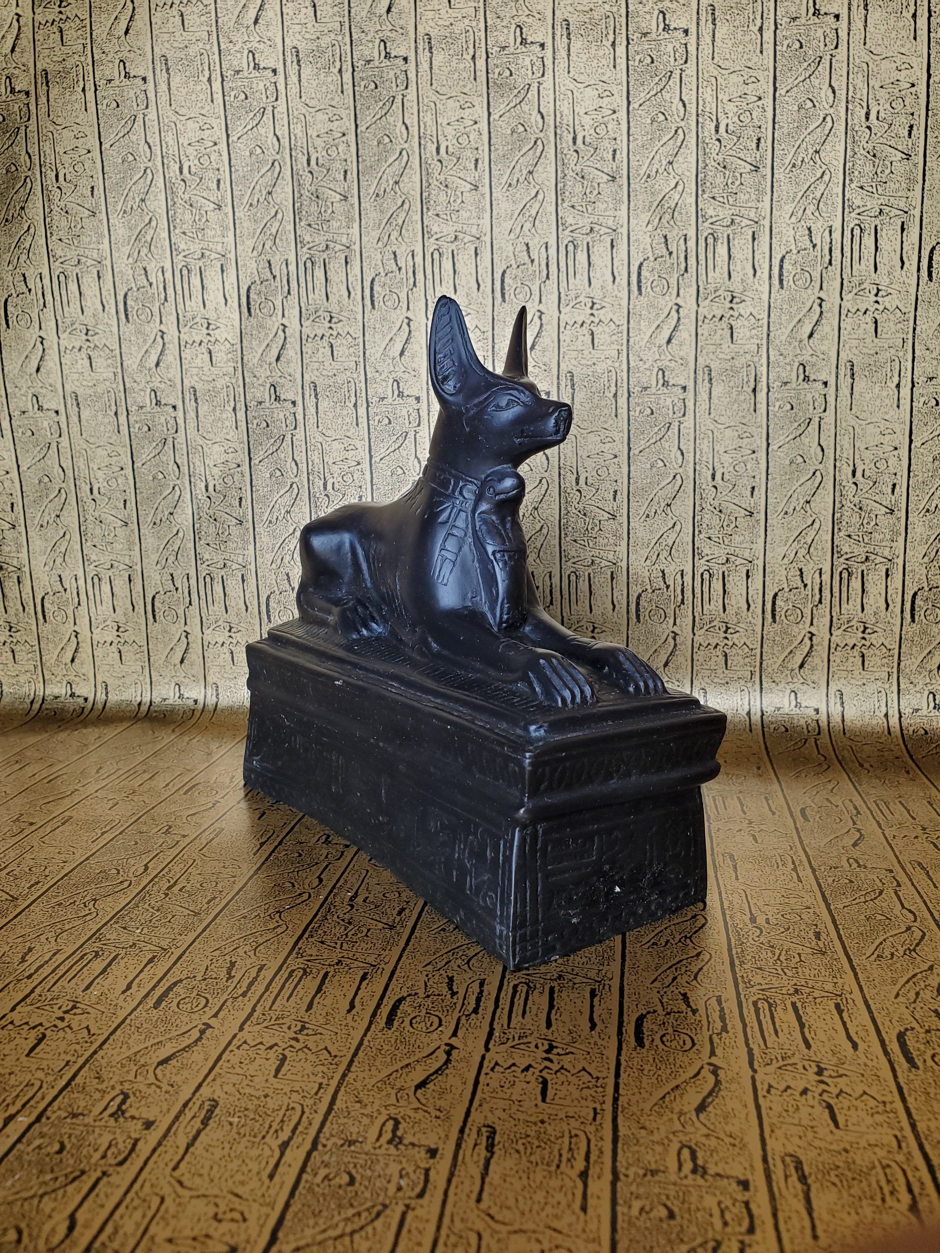 Anubis On Sarcophagus Statue - Made in Egypt