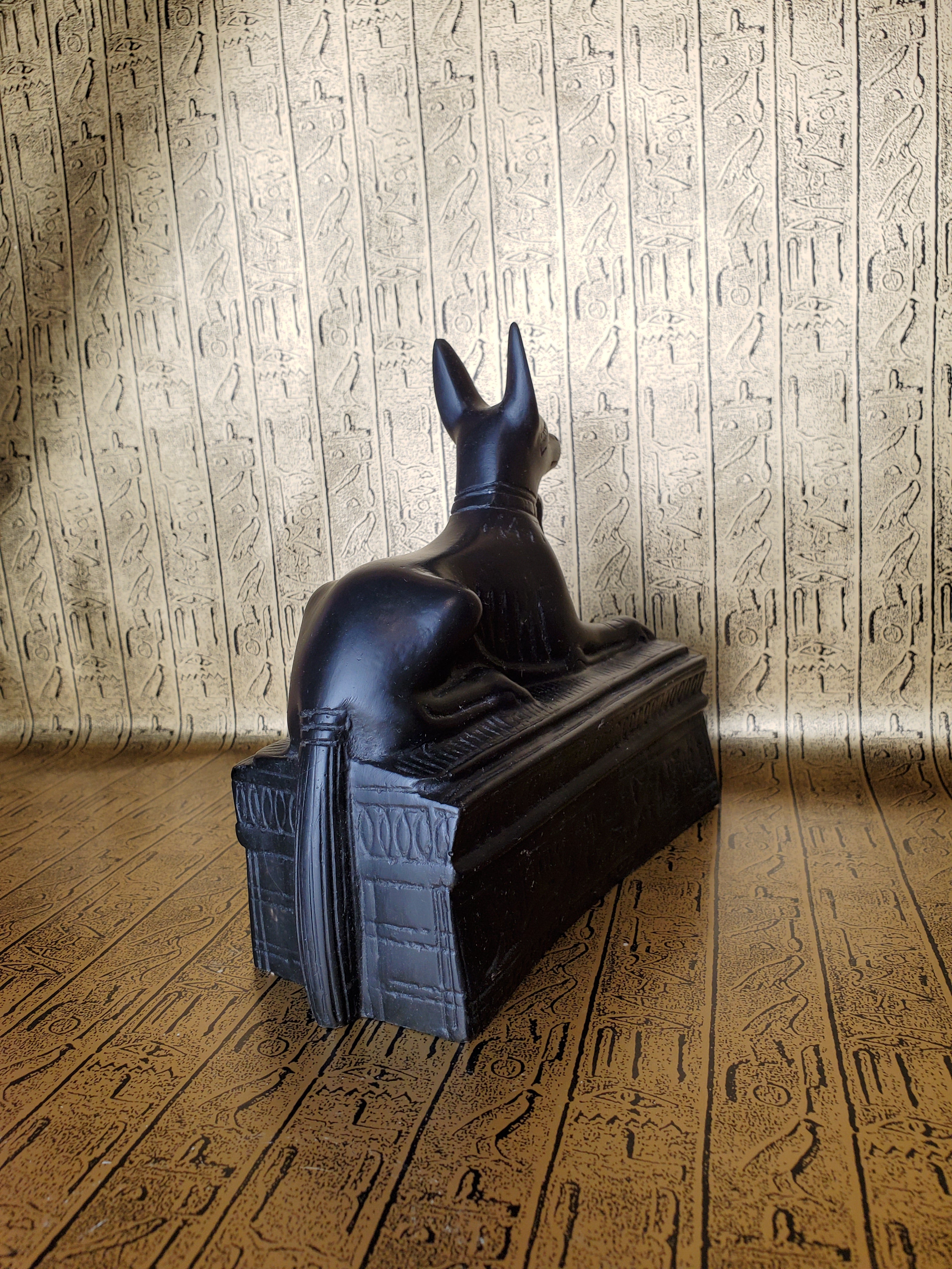 Anubis On Sarcophagus Statue - Made in Egypt