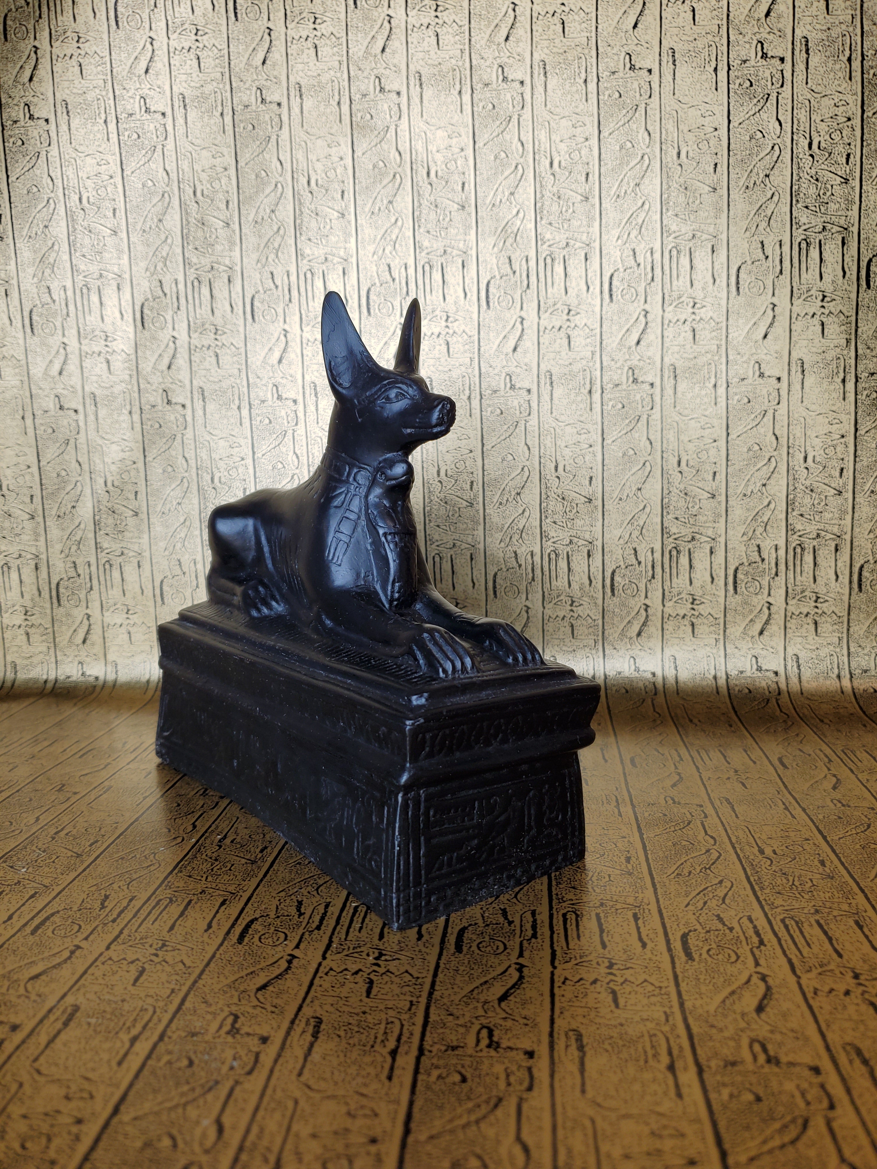 Anubis On Sarcophagus Statue - Made in Egypt