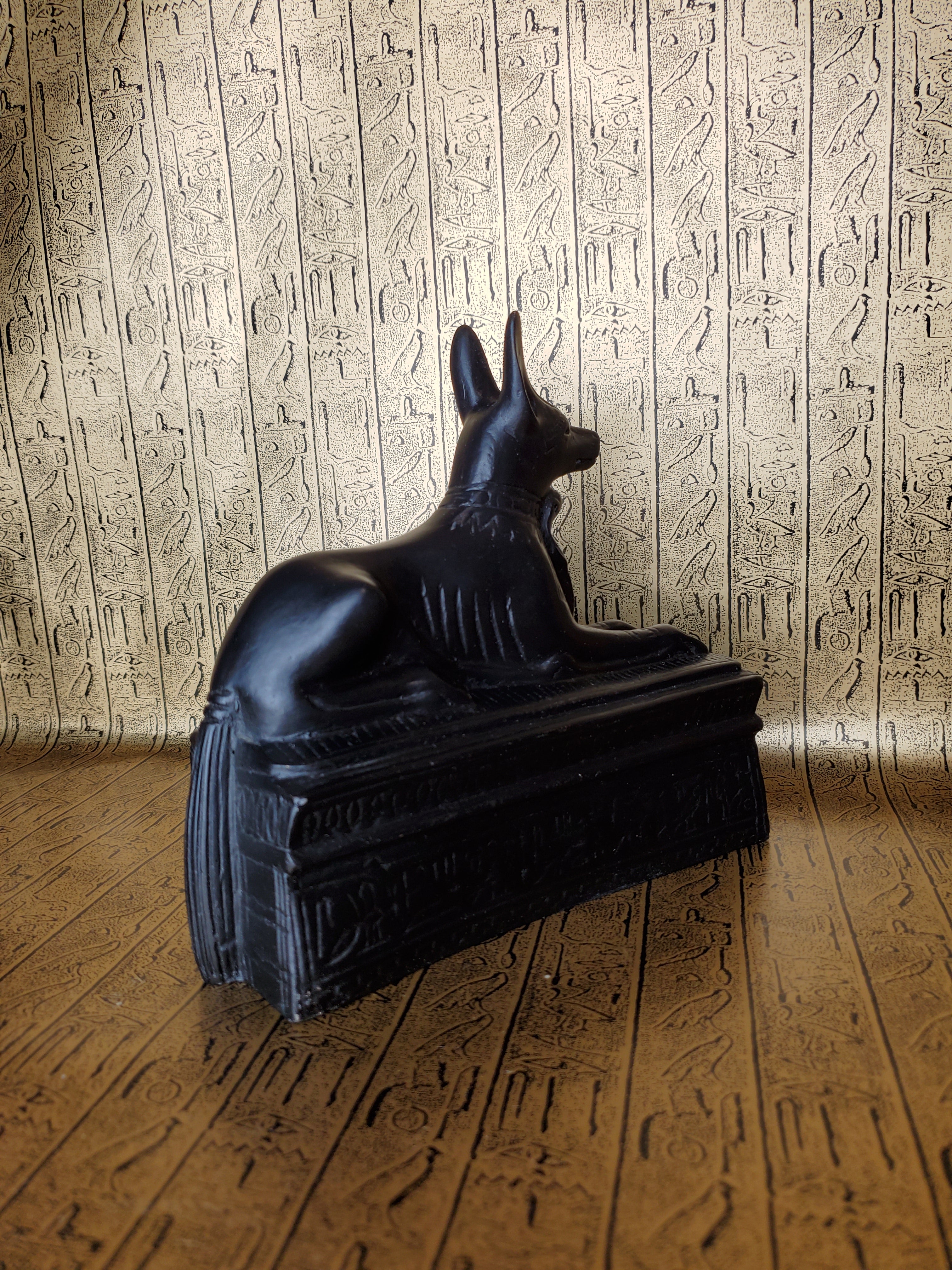 Anubis On Sarcophagus Statue - Made in Egypt