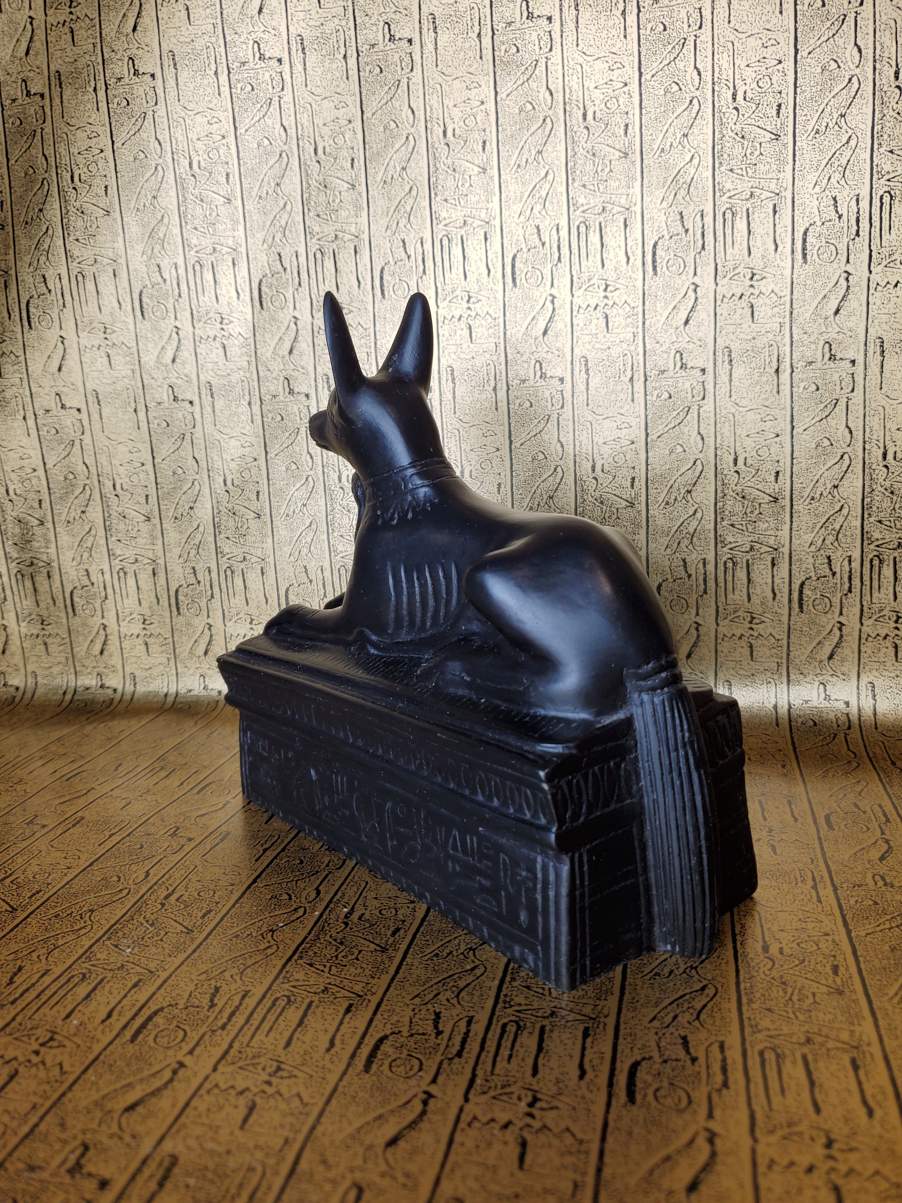 Anubis On Sarcophagus Statue - Made in Egypt