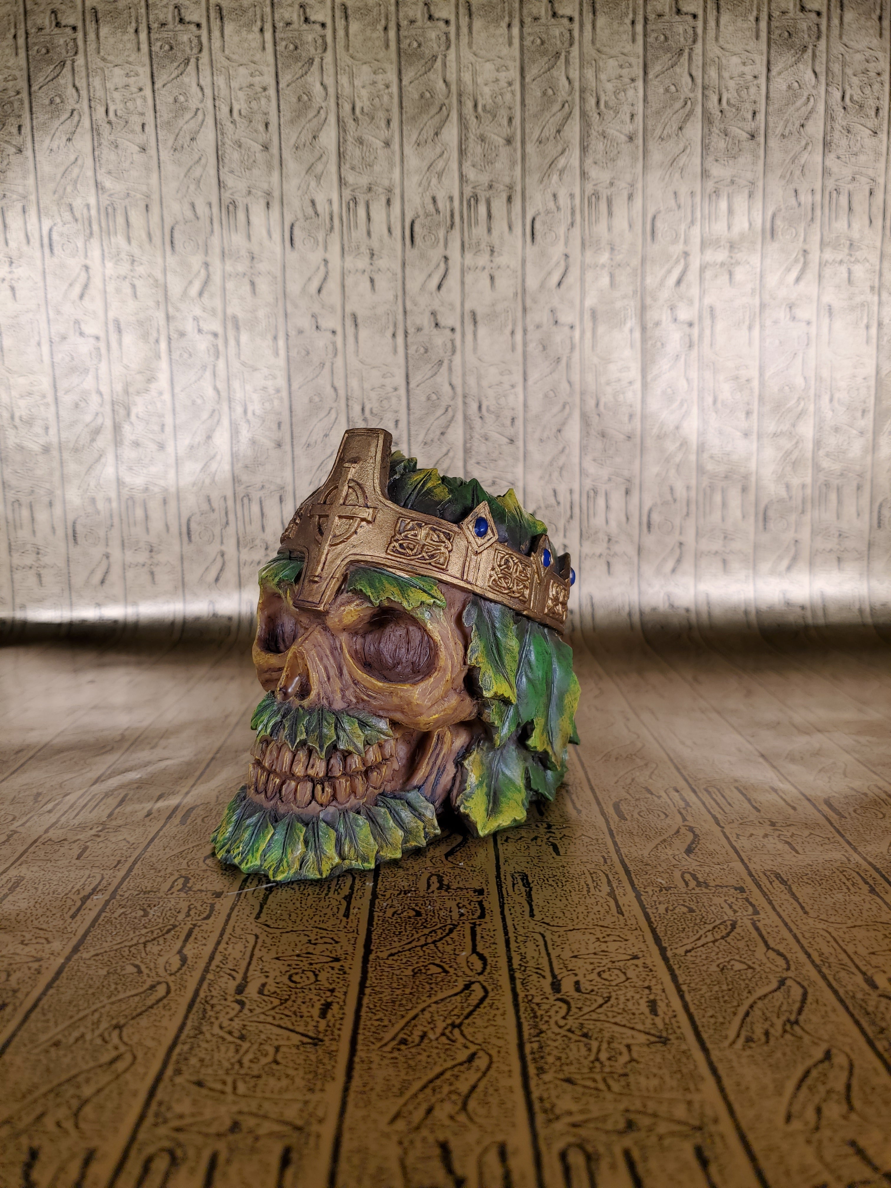 Greenman Skull Statue - Small