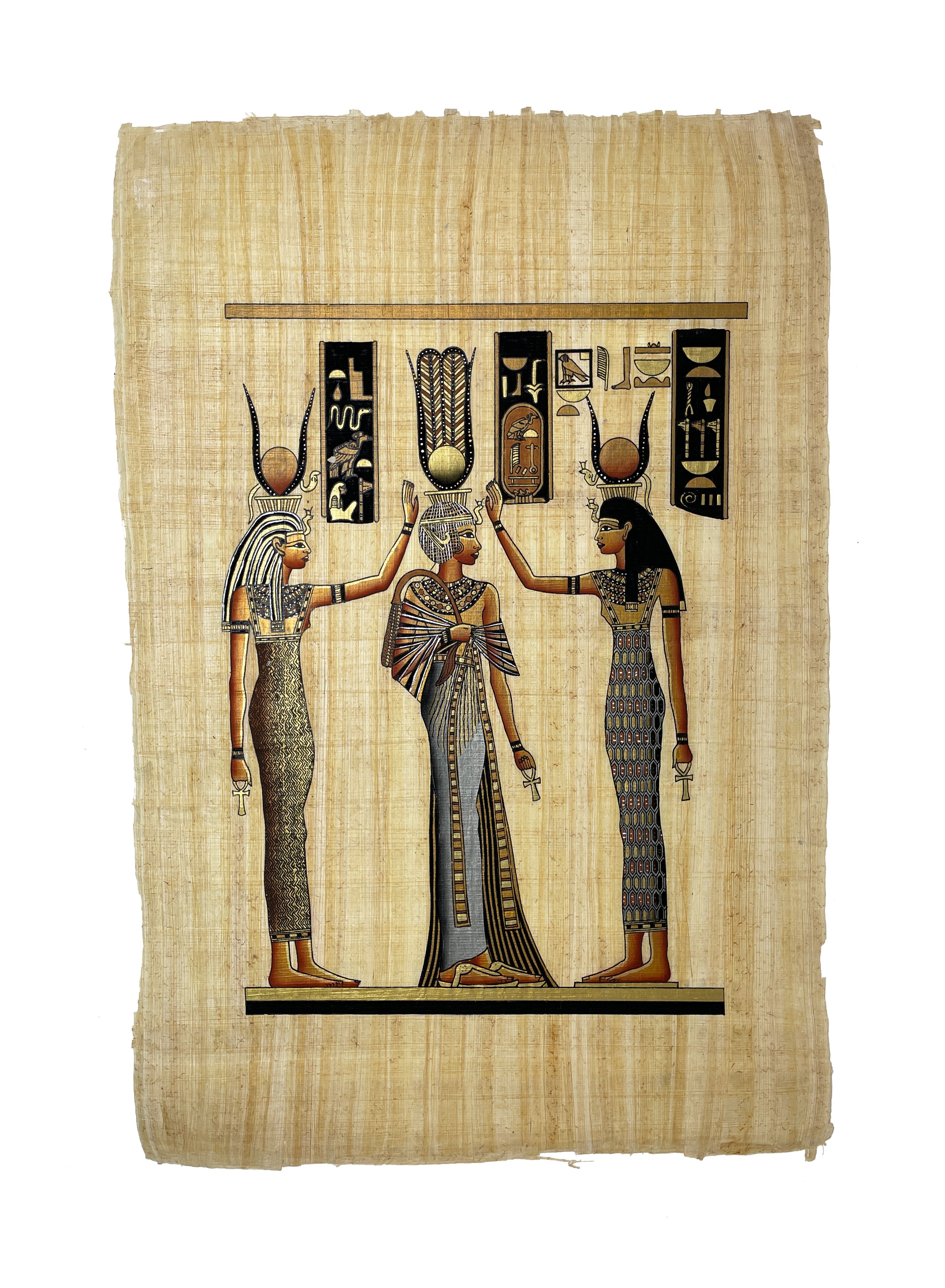 Queen Nefertari Coronation & Blessing with Goddesses Isis and Hathor Papyrus