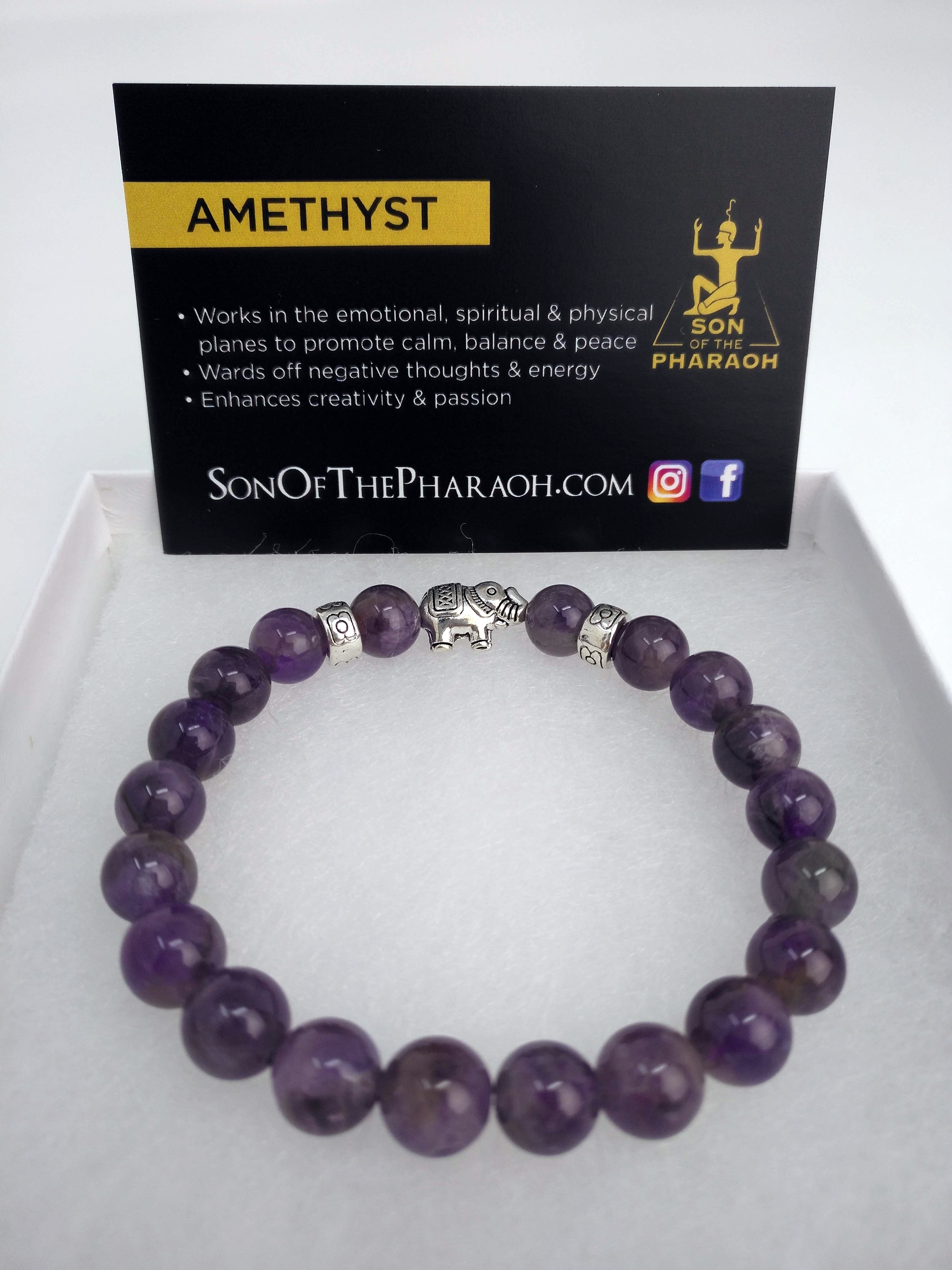 Amethyst Bracelet with Elephant