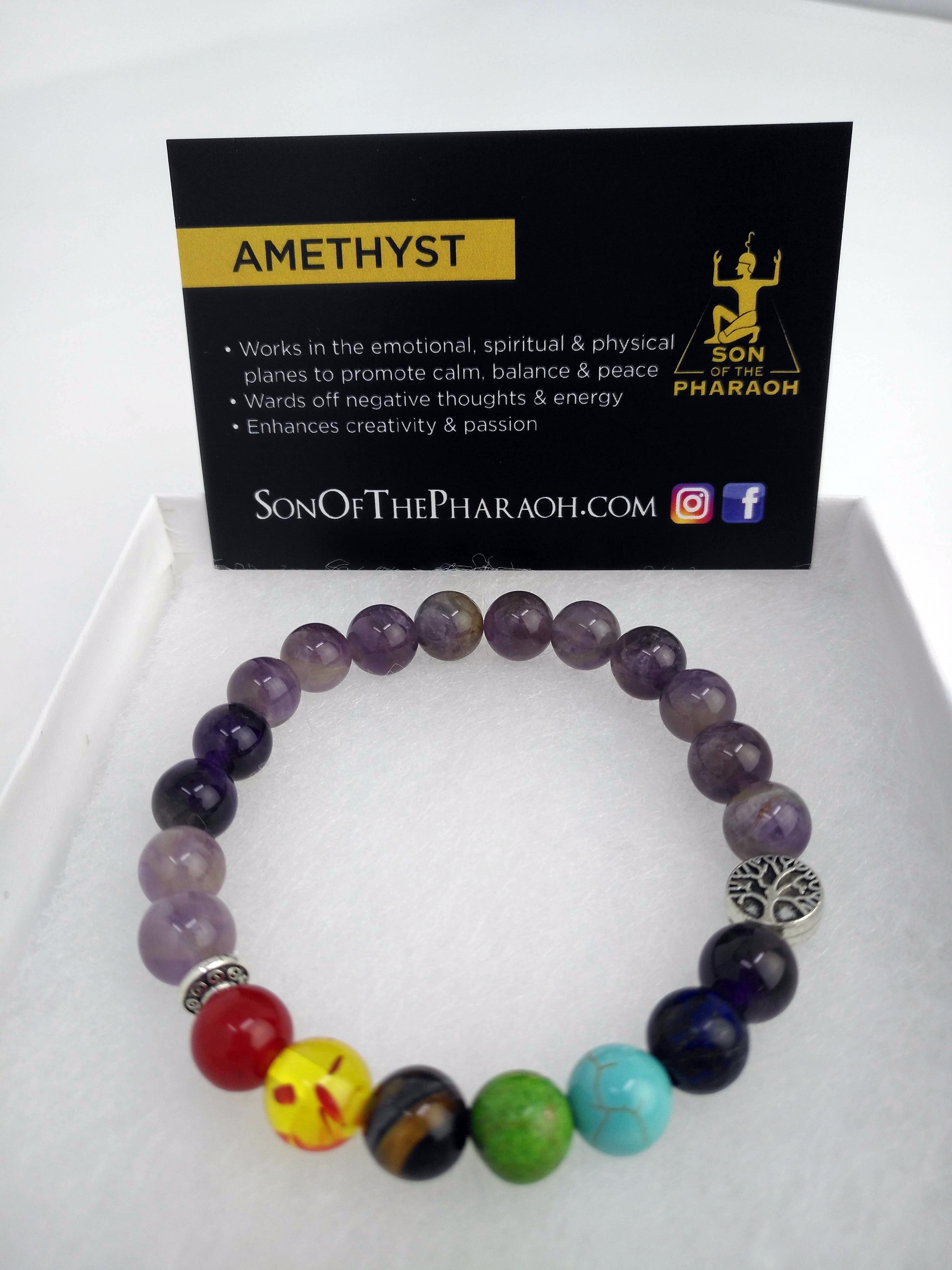 Amethyst Chakra Bracelet with Tree of Life