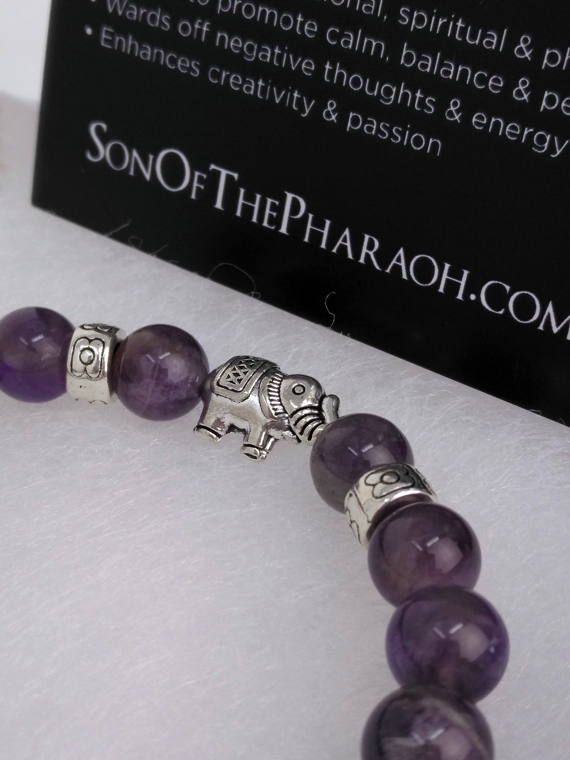 Amethyst Bracelet with Elephant