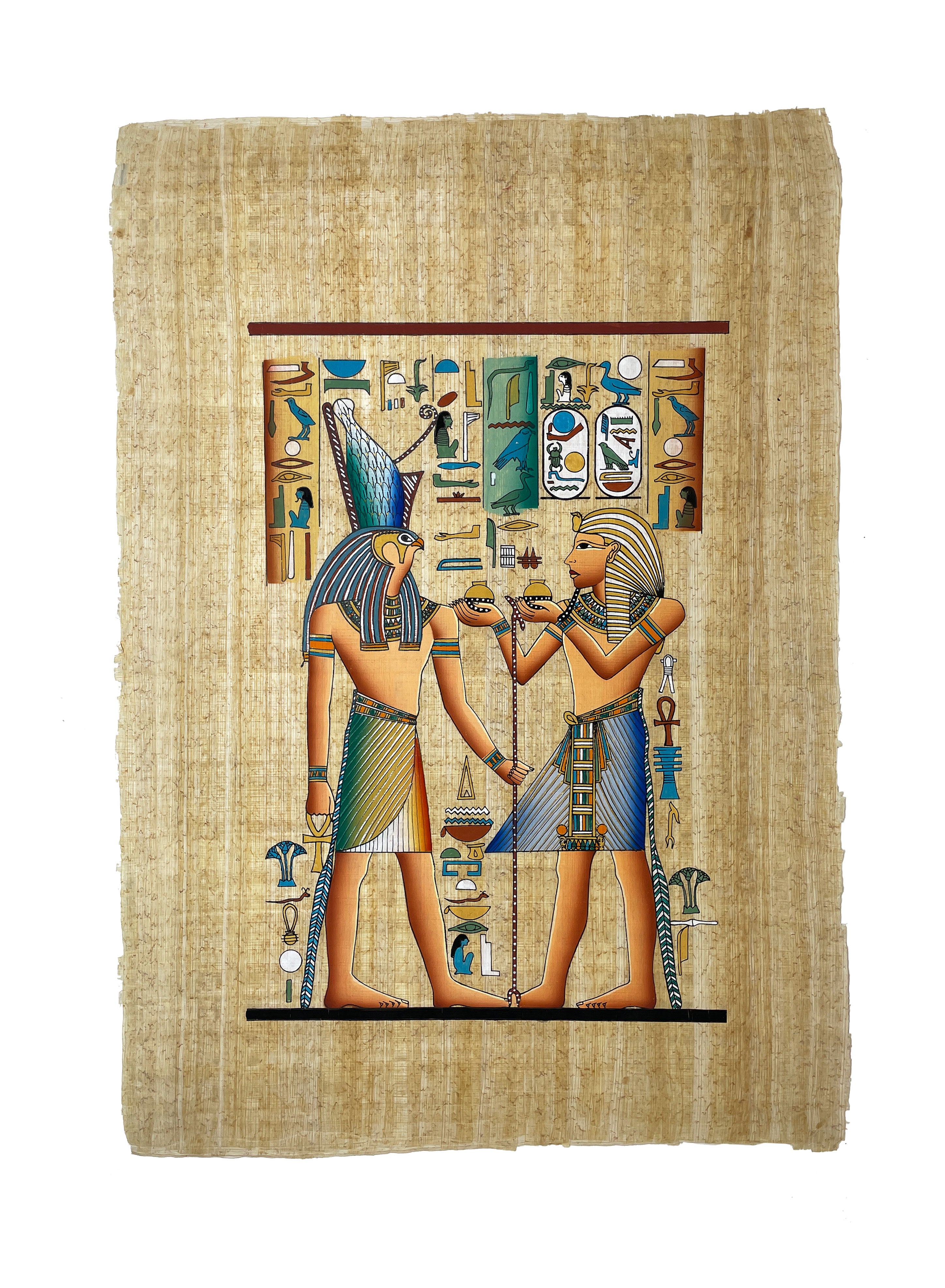 Pharaoh Ramses II offering Oils to Horus