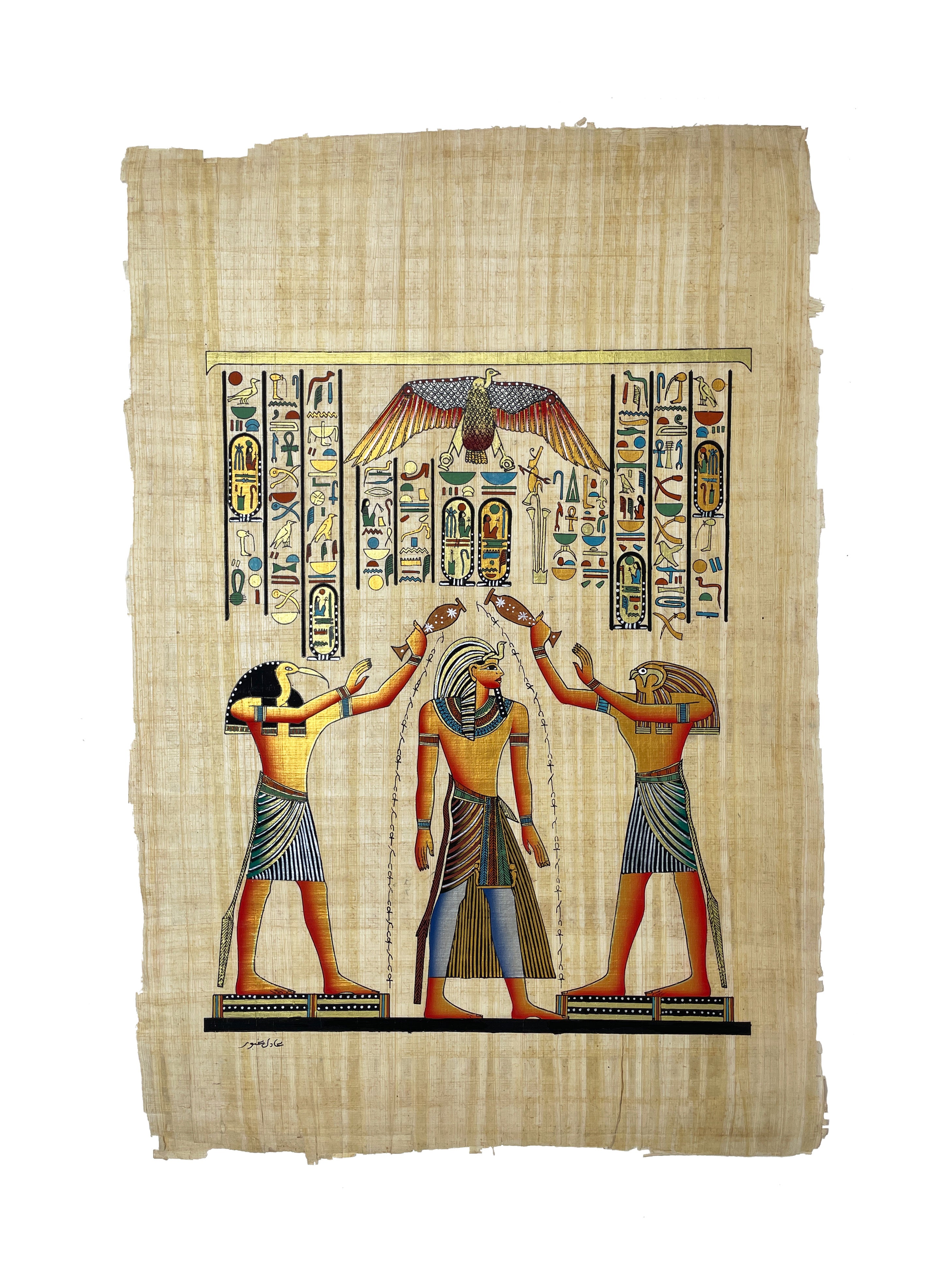 Thoth and Horus Blessing Ramses II With Eternal Life Papyrus