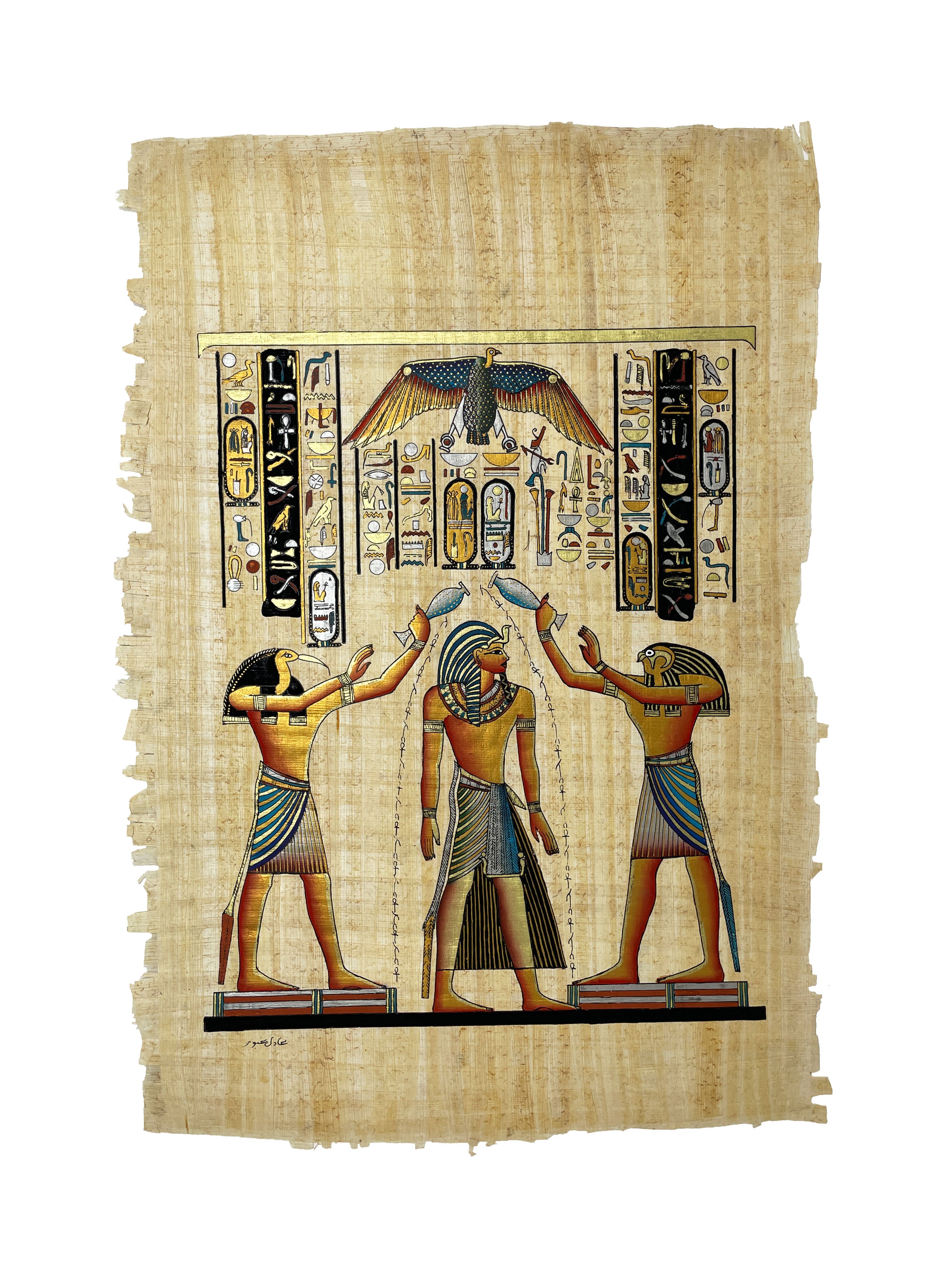 Thoth and Horus Blessing Ramses II With Eternal Life Papyrus