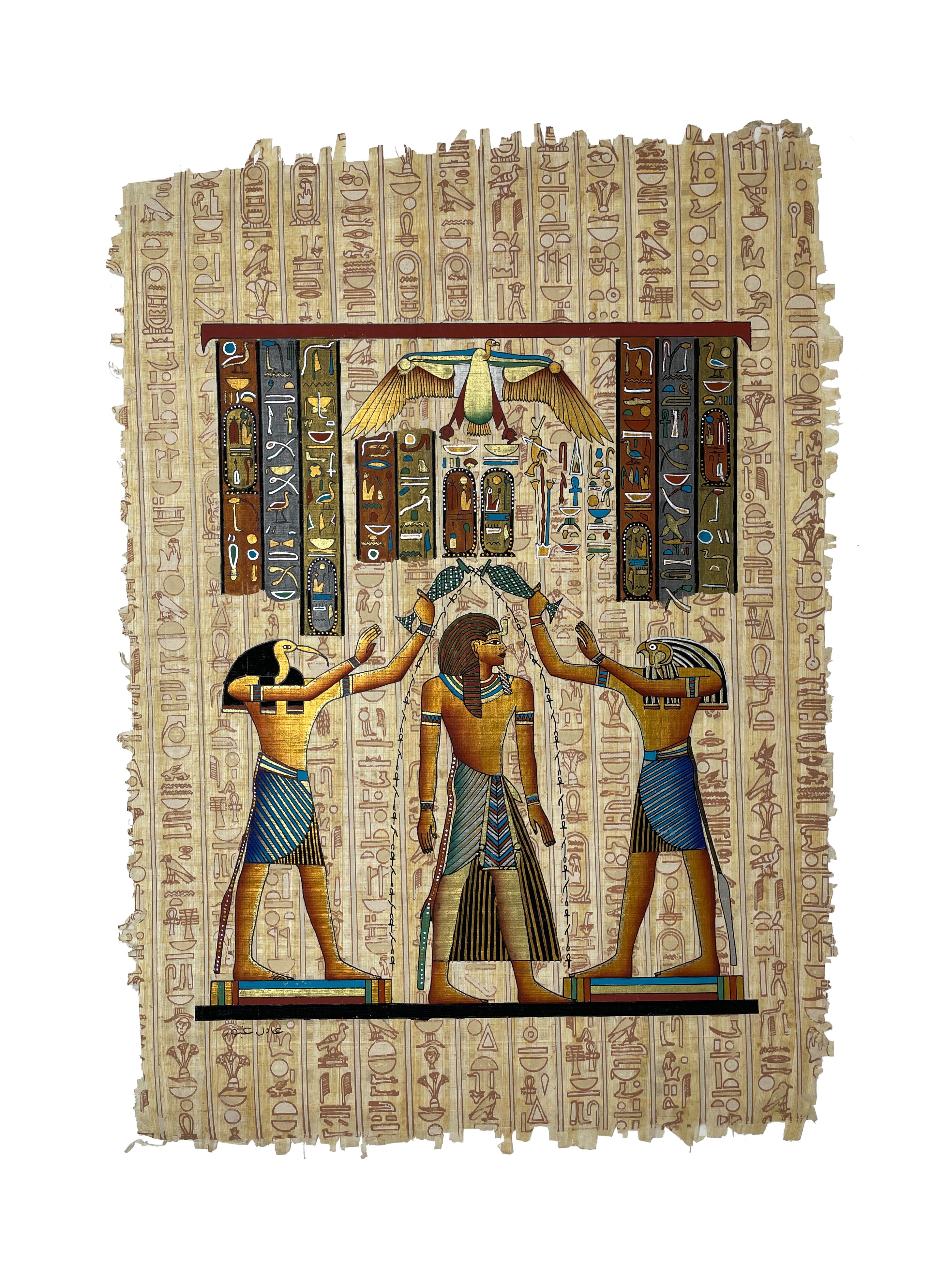 Thoth and Horus Blessing Ramses II With Eternal Life Papyrus