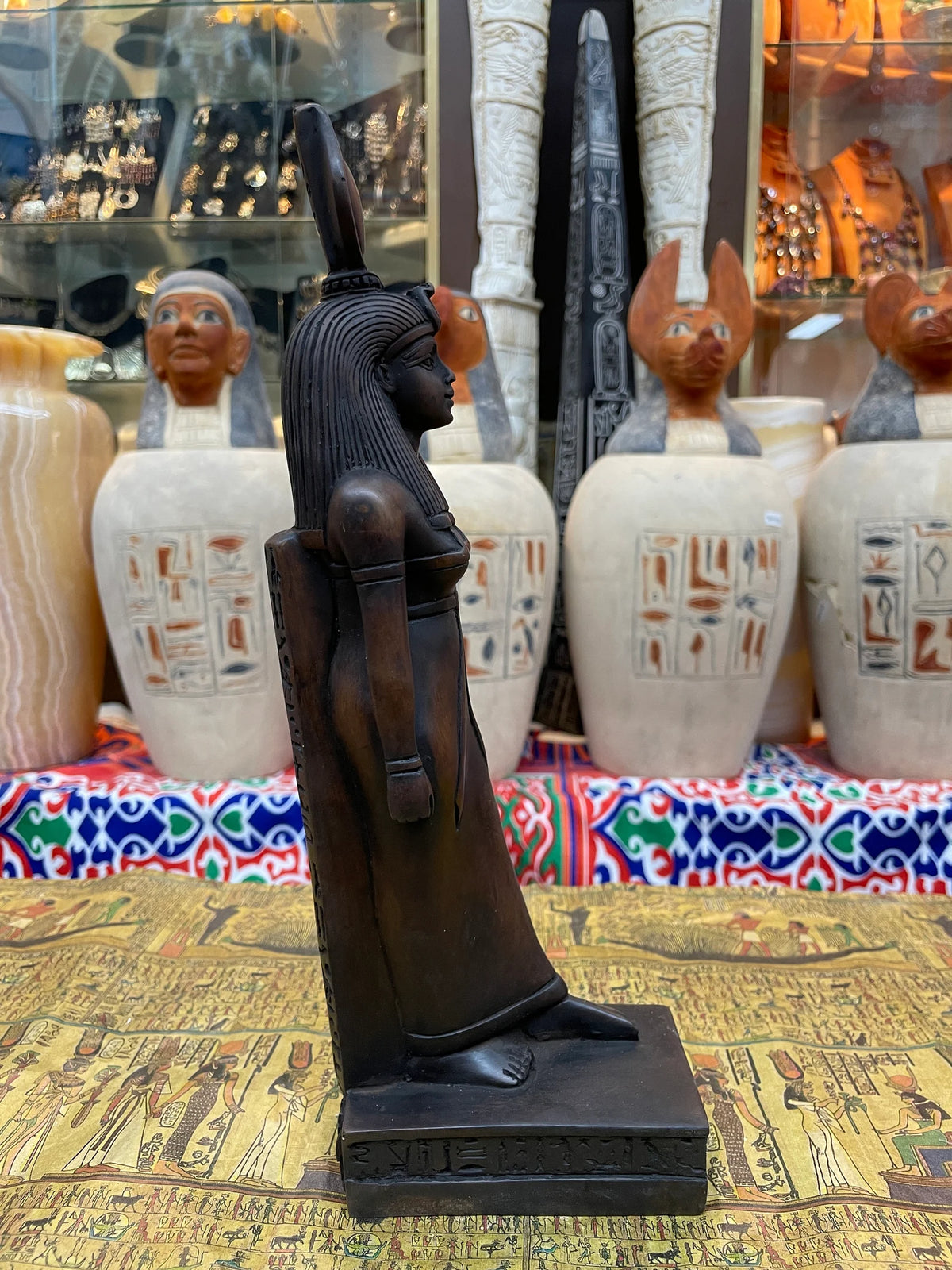 Isis Statue - Black Finish, 30 cm
