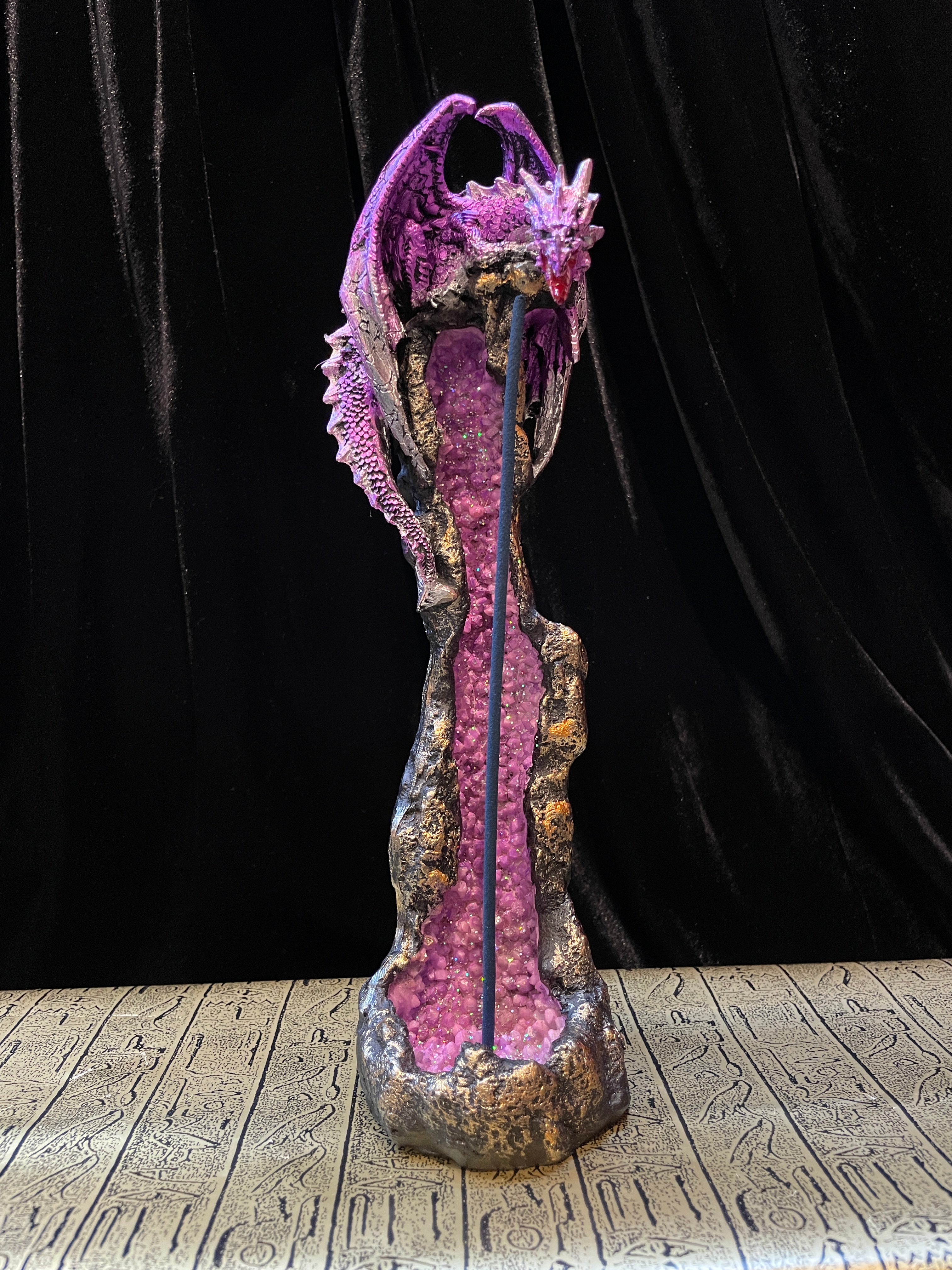 Dragon on Geode Incense Burner