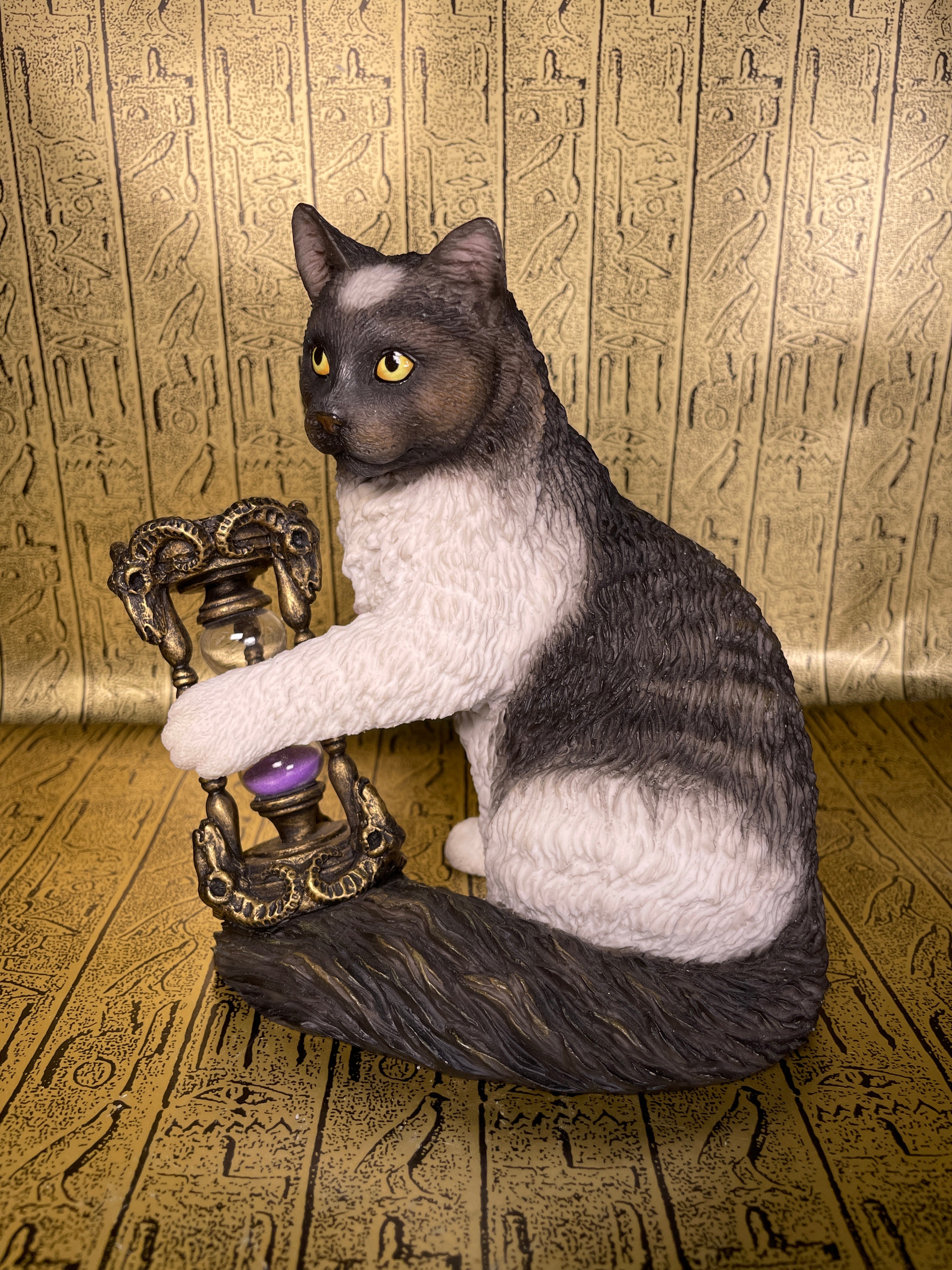 Cat with Sand Timer Statue