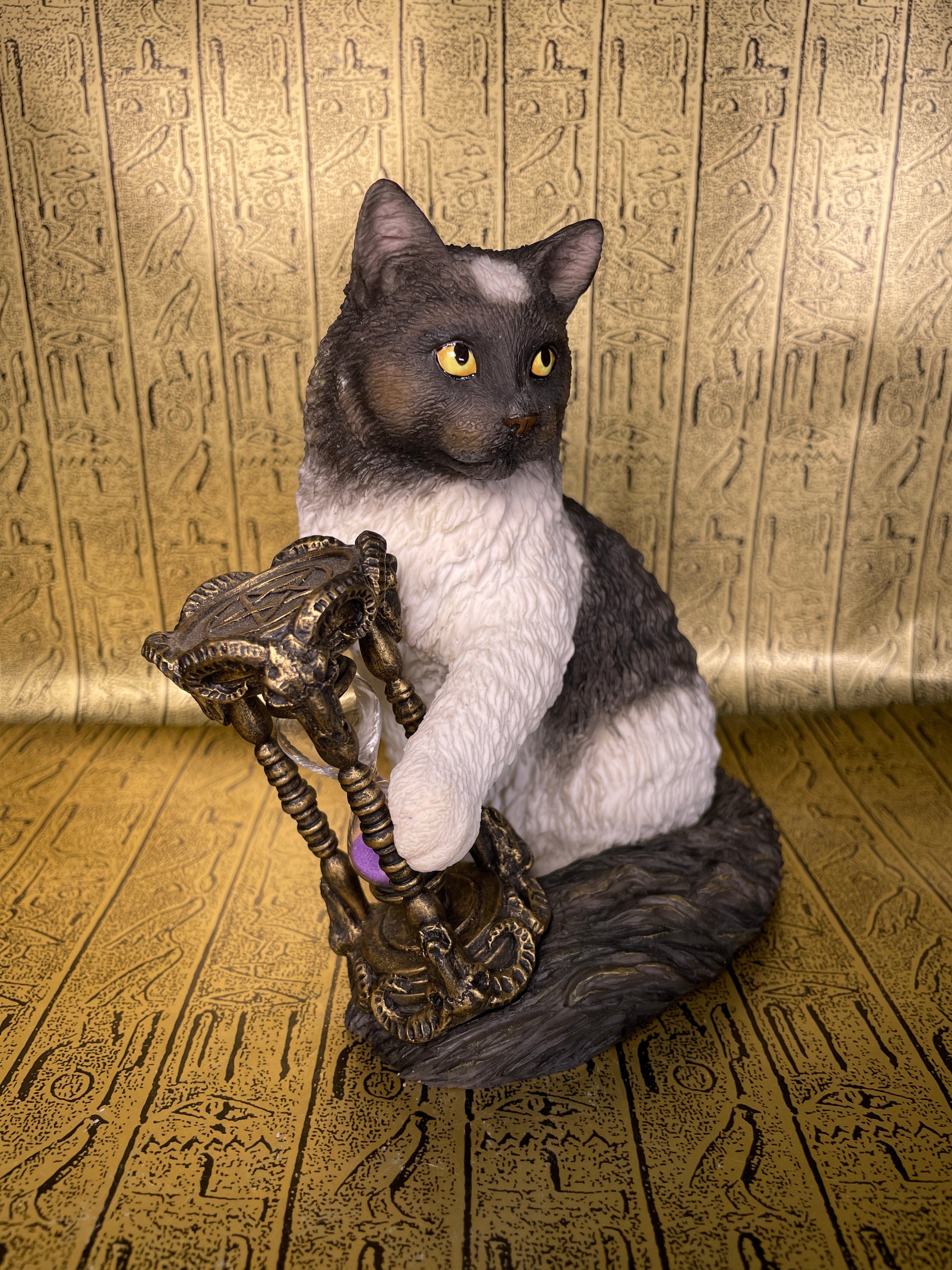 Cat with Sand Timer Statue