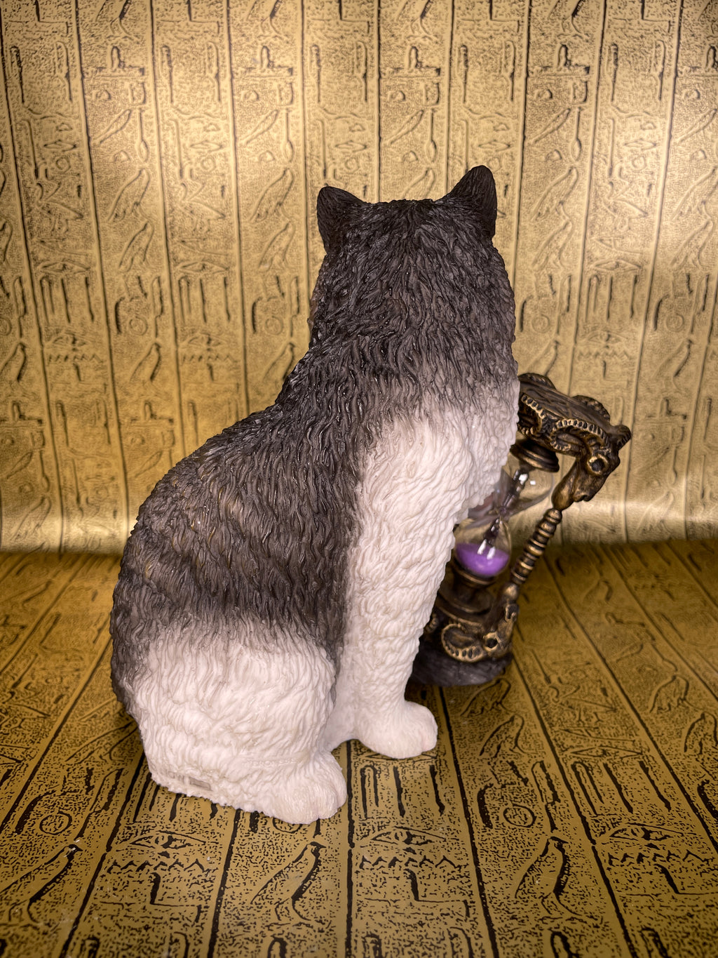 Cat with Sand Timer Statue