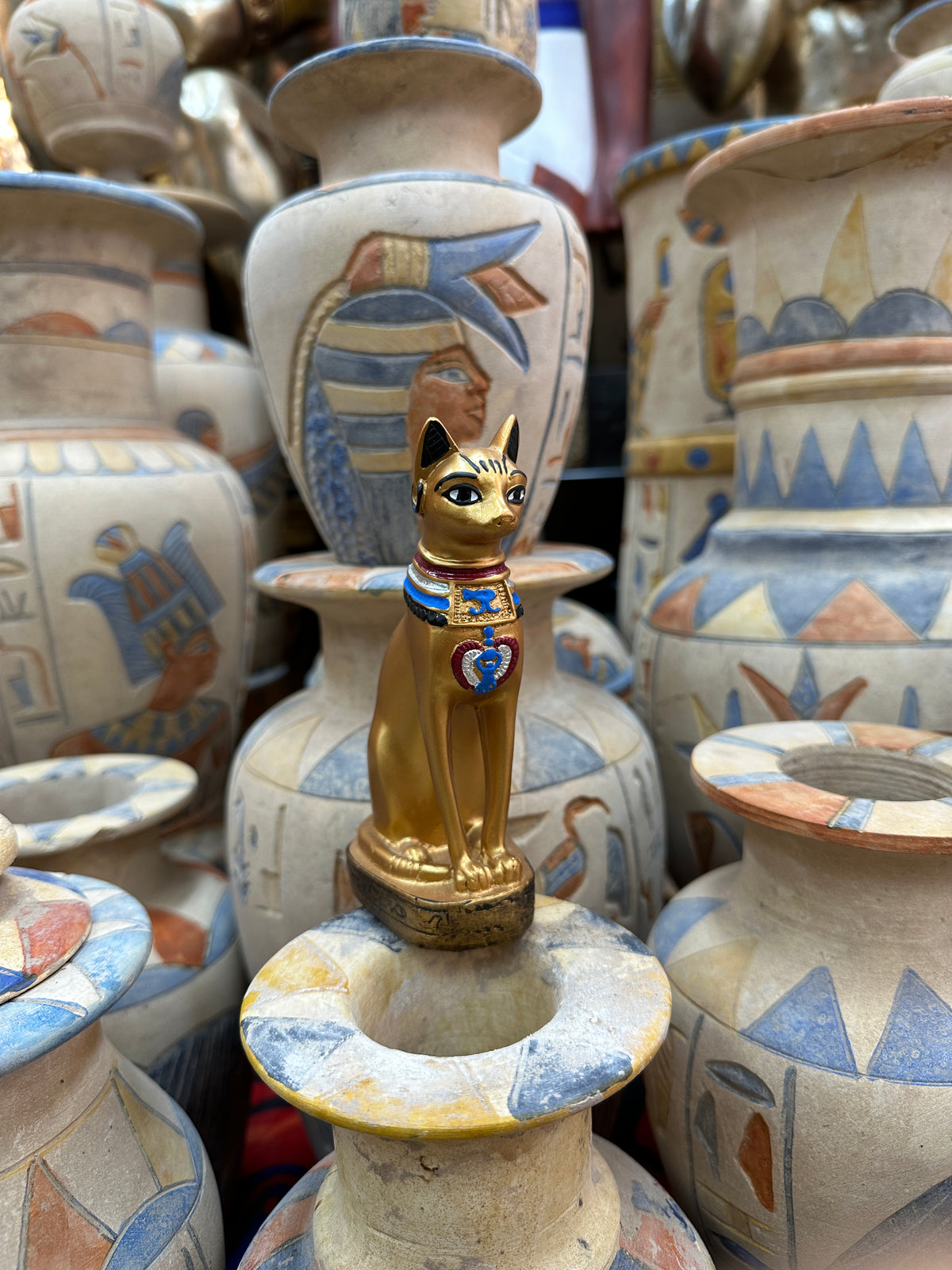 Bastet Statue - Gold-Coloured Finish, 14 cm