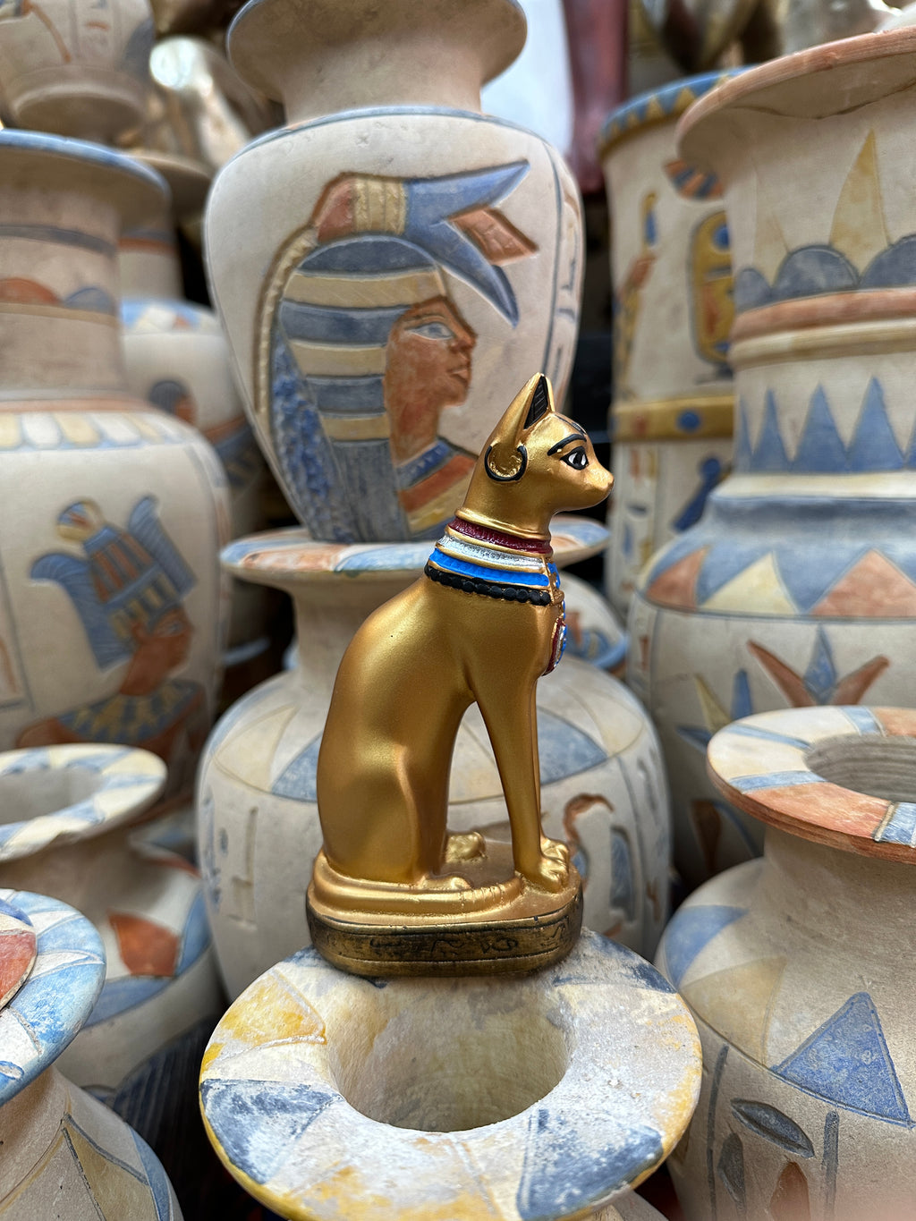 Bastet Statue - Gold-Coloured Finish, 14 cm