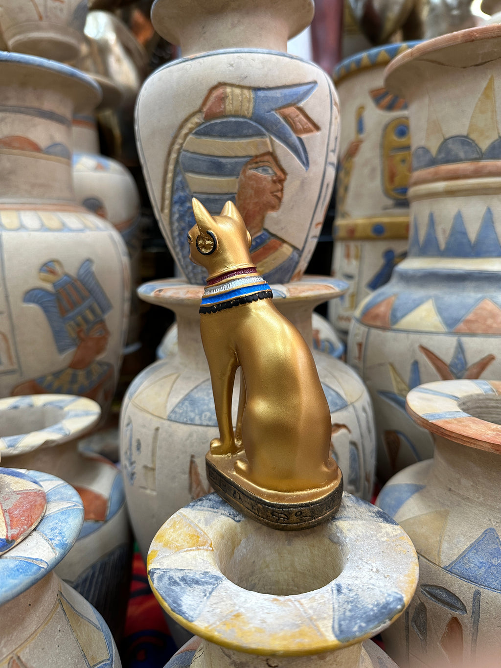 Bastet Statue - Gold-Coloured Finish, 14 cm