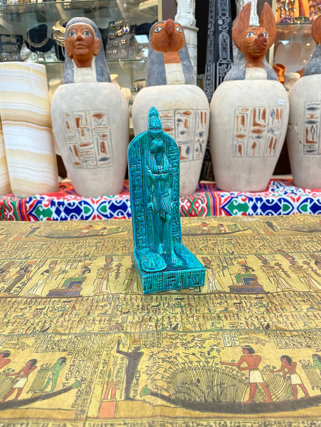 Horus with Hieroglyphic Stela Statue