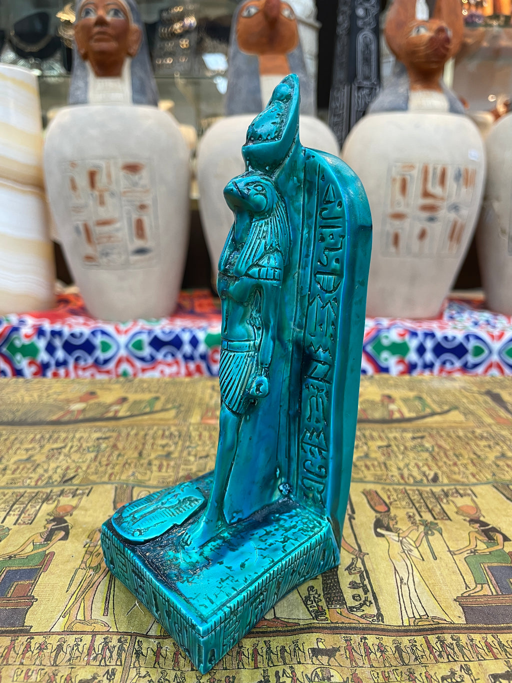Horus with Hieroglyphic Stela Statue