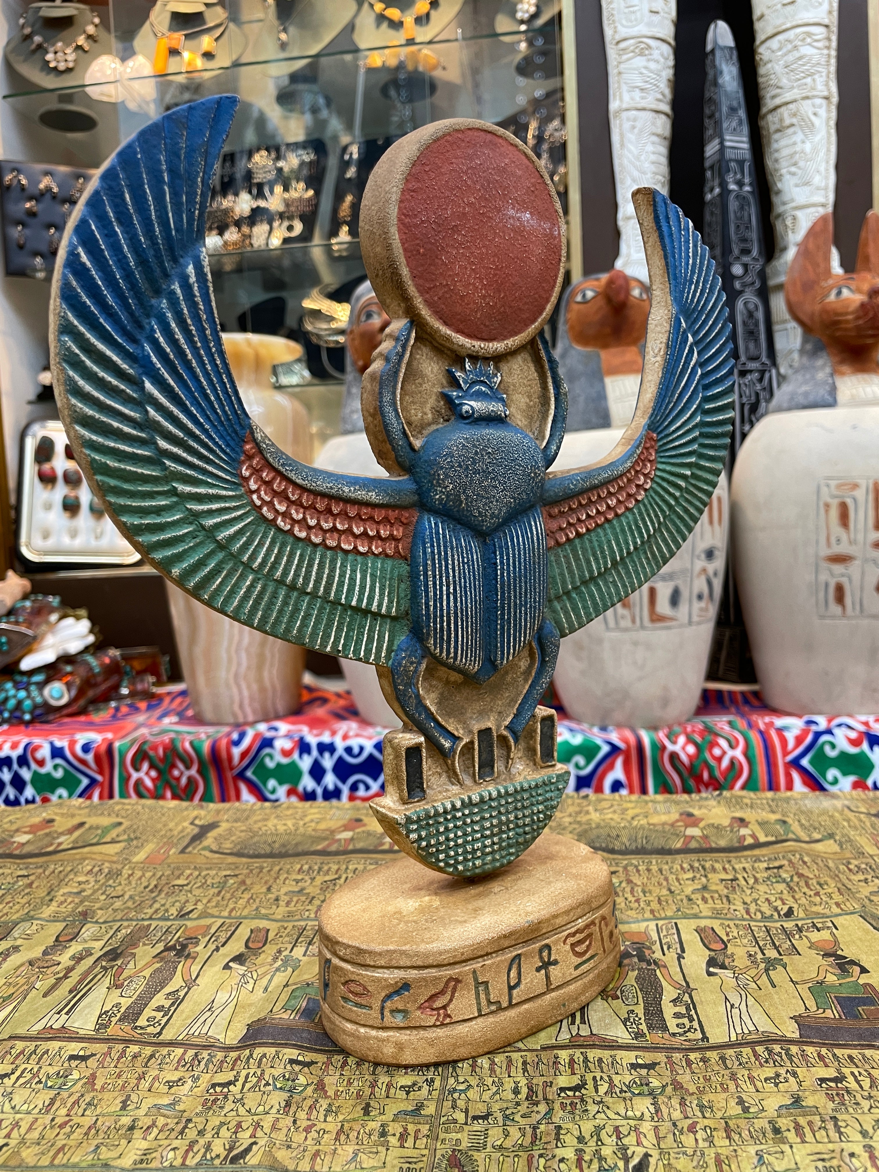 Winged Scarab Beetle with Sun Disc Statue