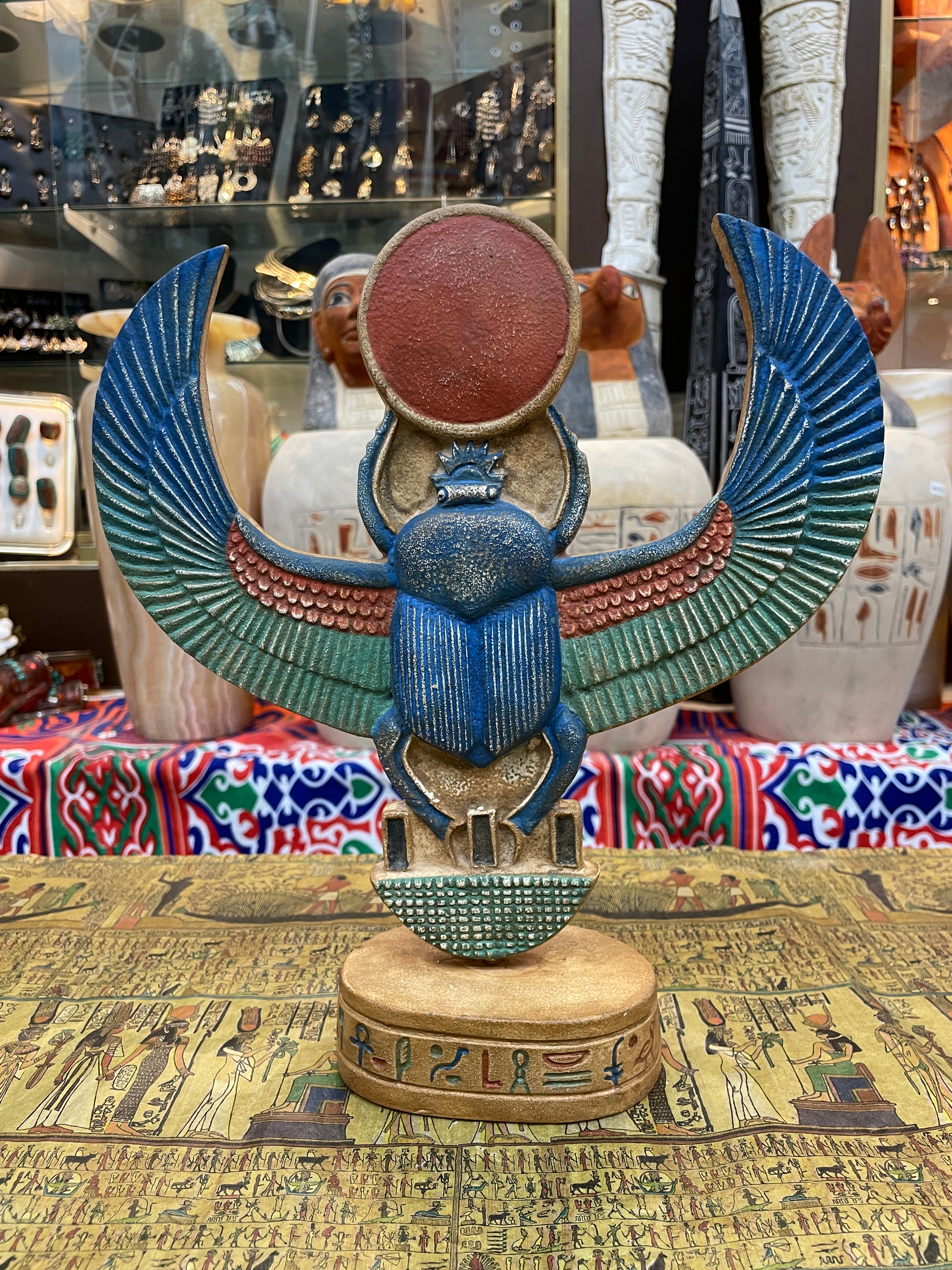 Winged Scarab Beetle with Sun Disc Statue