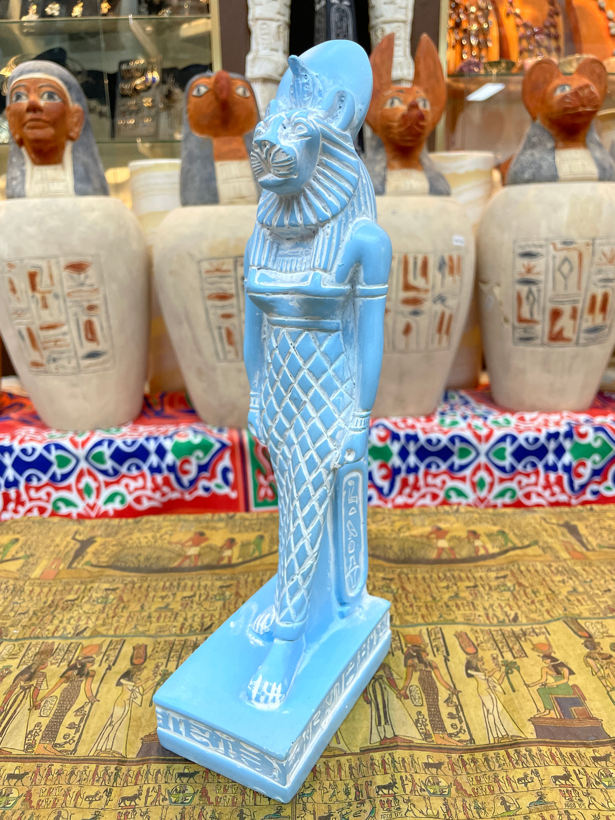 Sekhmet Statue - Blue Finish, 30 cm