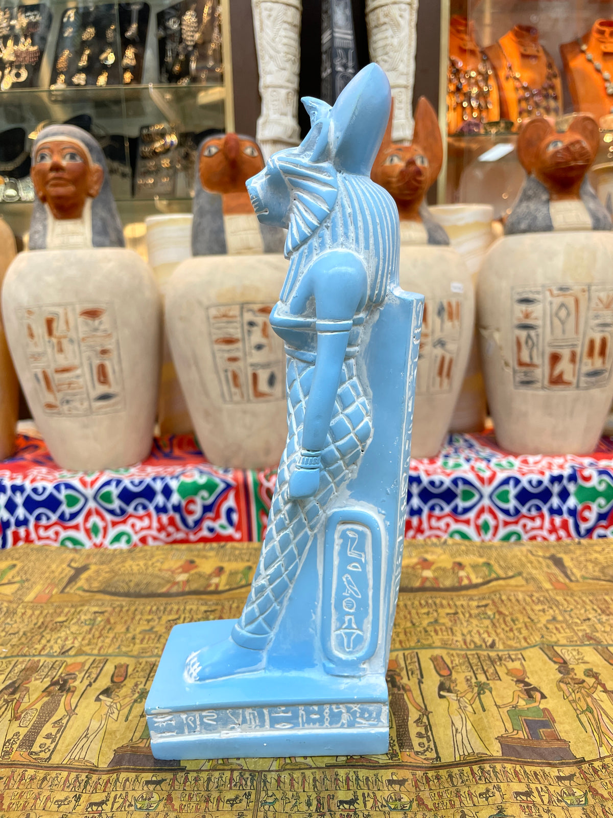 Sekhmet Statue - Blue Finish, 30 cm