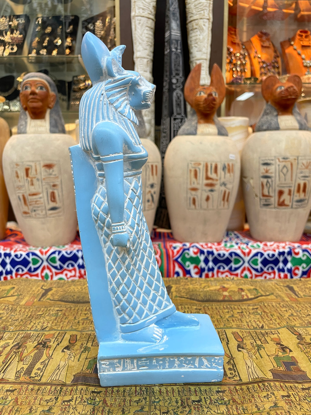 Sekhmet Statue - Blue Finish, 30 cm