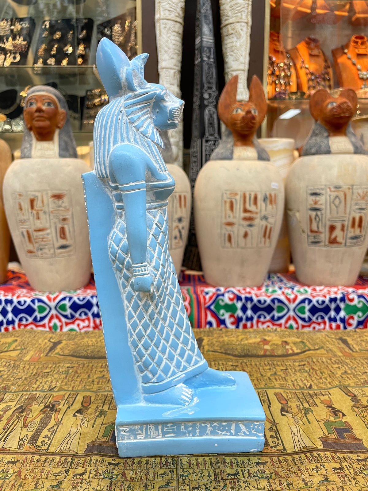 Sekhmet Statue - Blue Finish, 30 cm