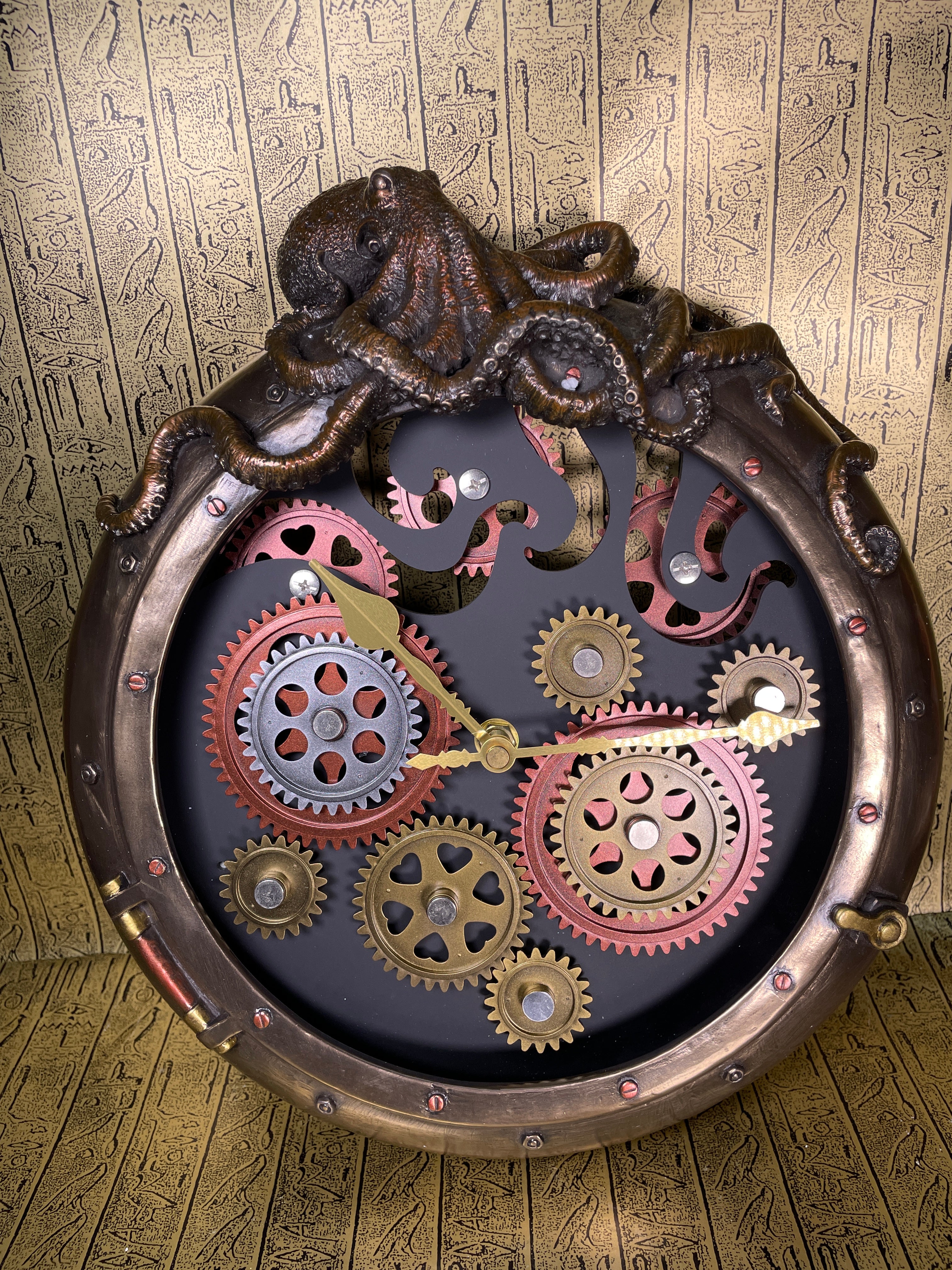 Steampunk Octopus Porthole Wall Clock