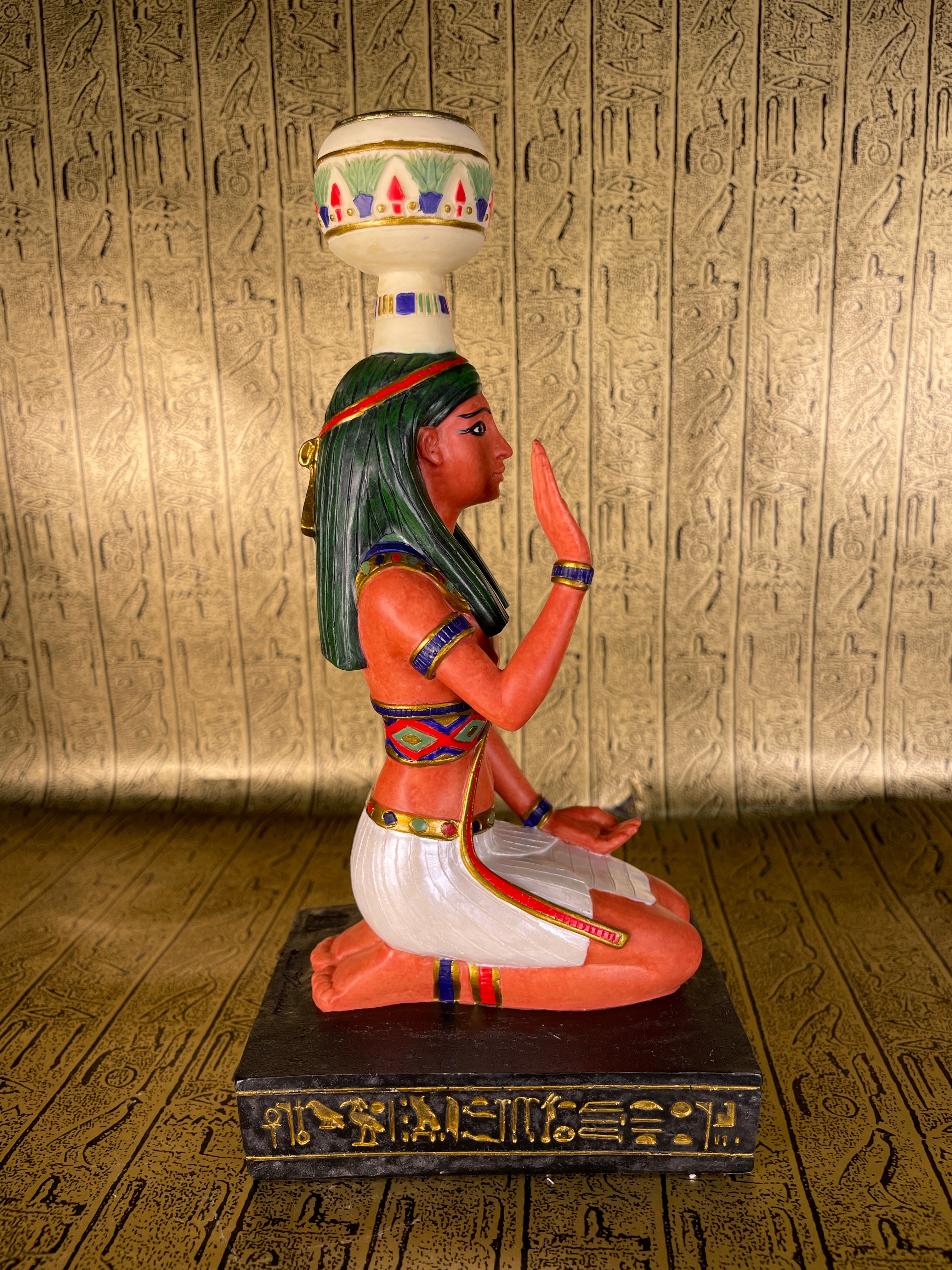 Egyptian Goddess Isis Kneeling Candleholder