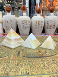 Egyptian Alabaster Pyramid Set - Cream, Set of 3