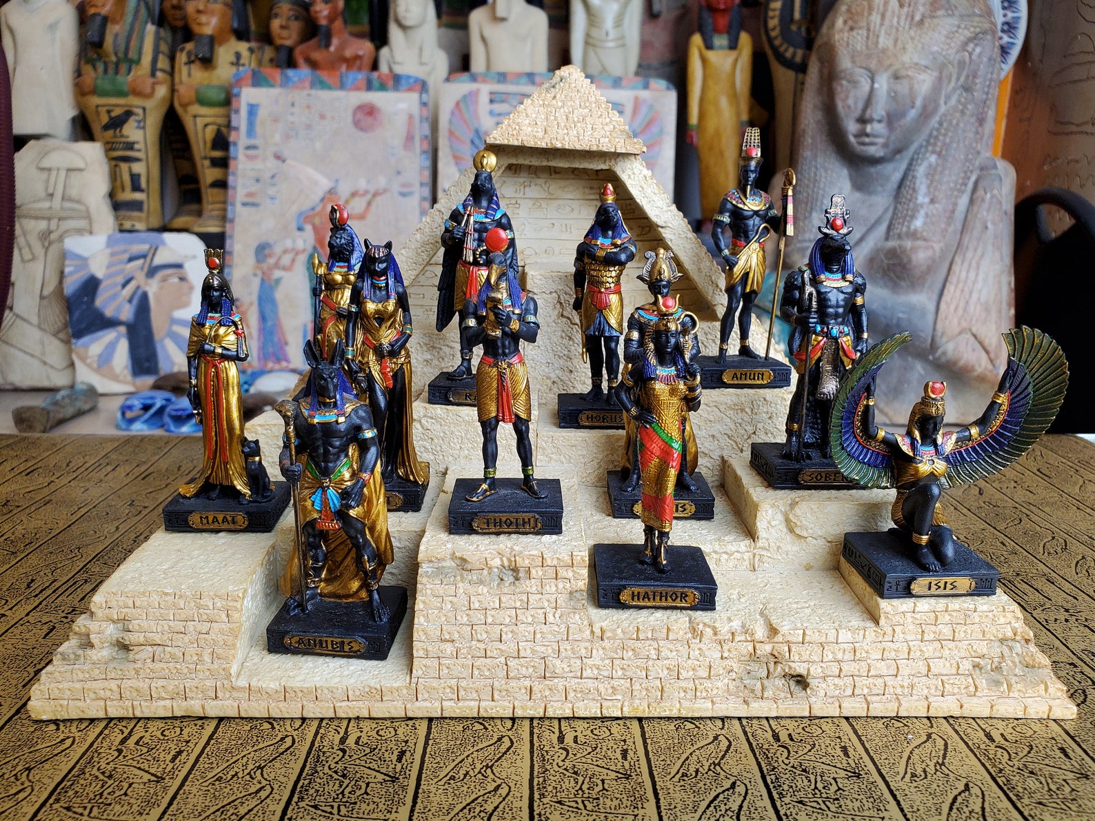 Ancient Egyptian Gods & Goddesses Mini Statues Set of 12