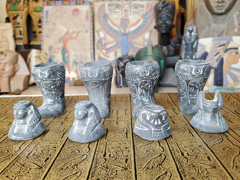 Egyptian Canopic Jars SET OF 4 - Made in Egypt
