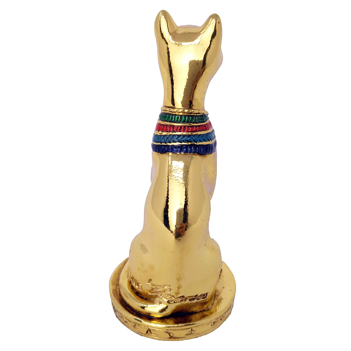 Solid Metal Bastet Figurine - Gold Finish, 7 cm