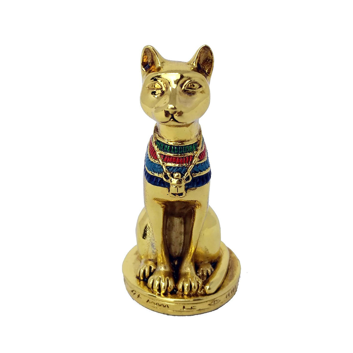 Solid Metal Bastet Figurine - Gold Finish, 7 cm