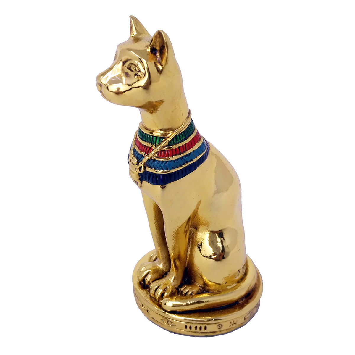 Solid Metal Bastet Figurine - Gold Finish, 7 cm