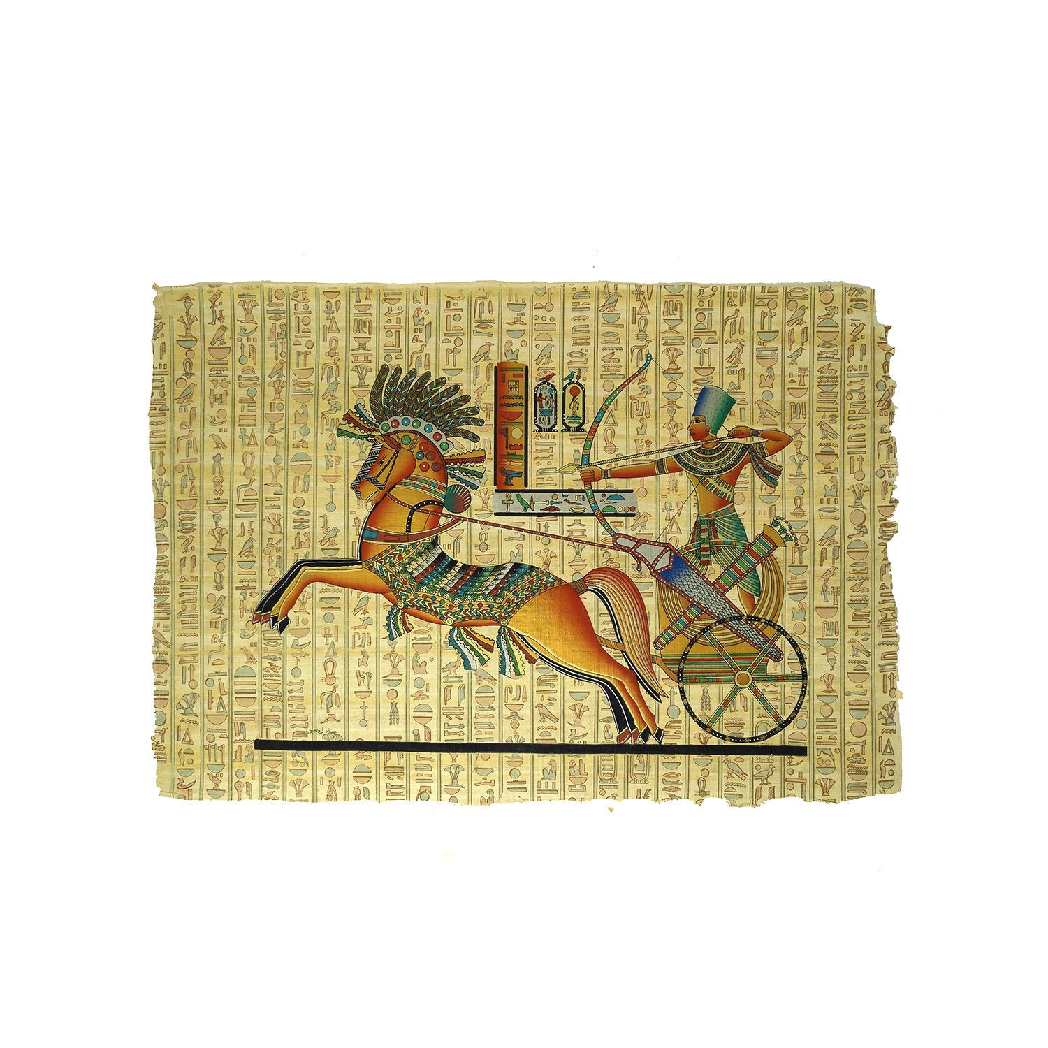 Ramses II on Chariot with Goddess Nekhbet Papyrus - 40x60cm